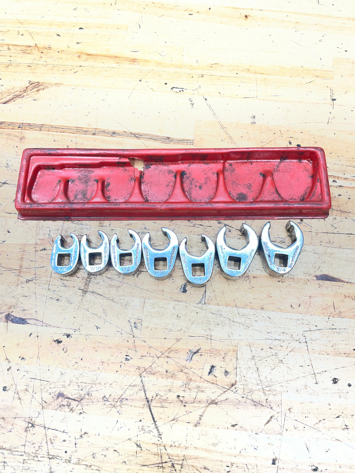 Snap On 3/8" SAE Flare Crowsfoot Socket Set 7pc  3/8"-3/4" USA 207SFRH