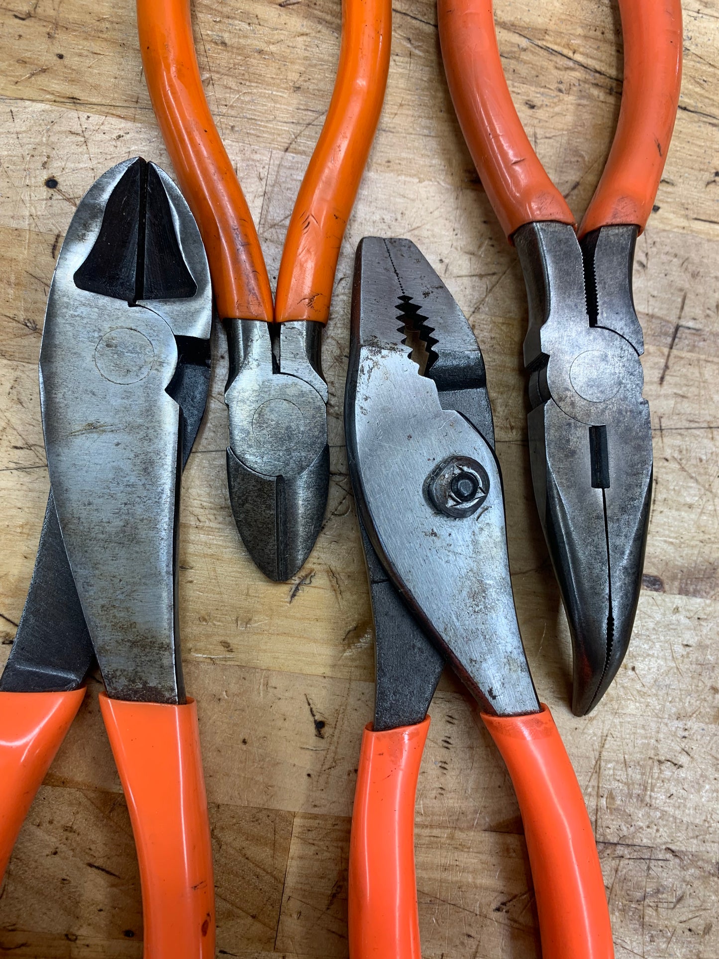 Cornwell Plier Set 4pc Bent Needle Nose, Bent Slip Joint, Side Cutter