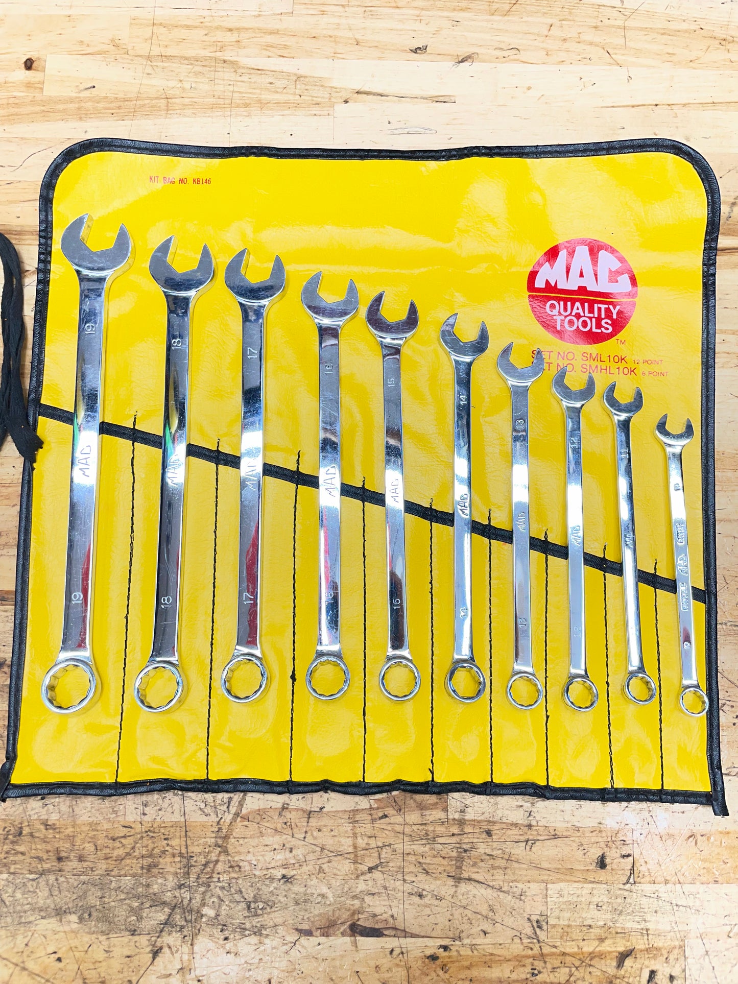 Mac Tools Metric Combo Wrench Set 10pc 10-19mm USA SML10K