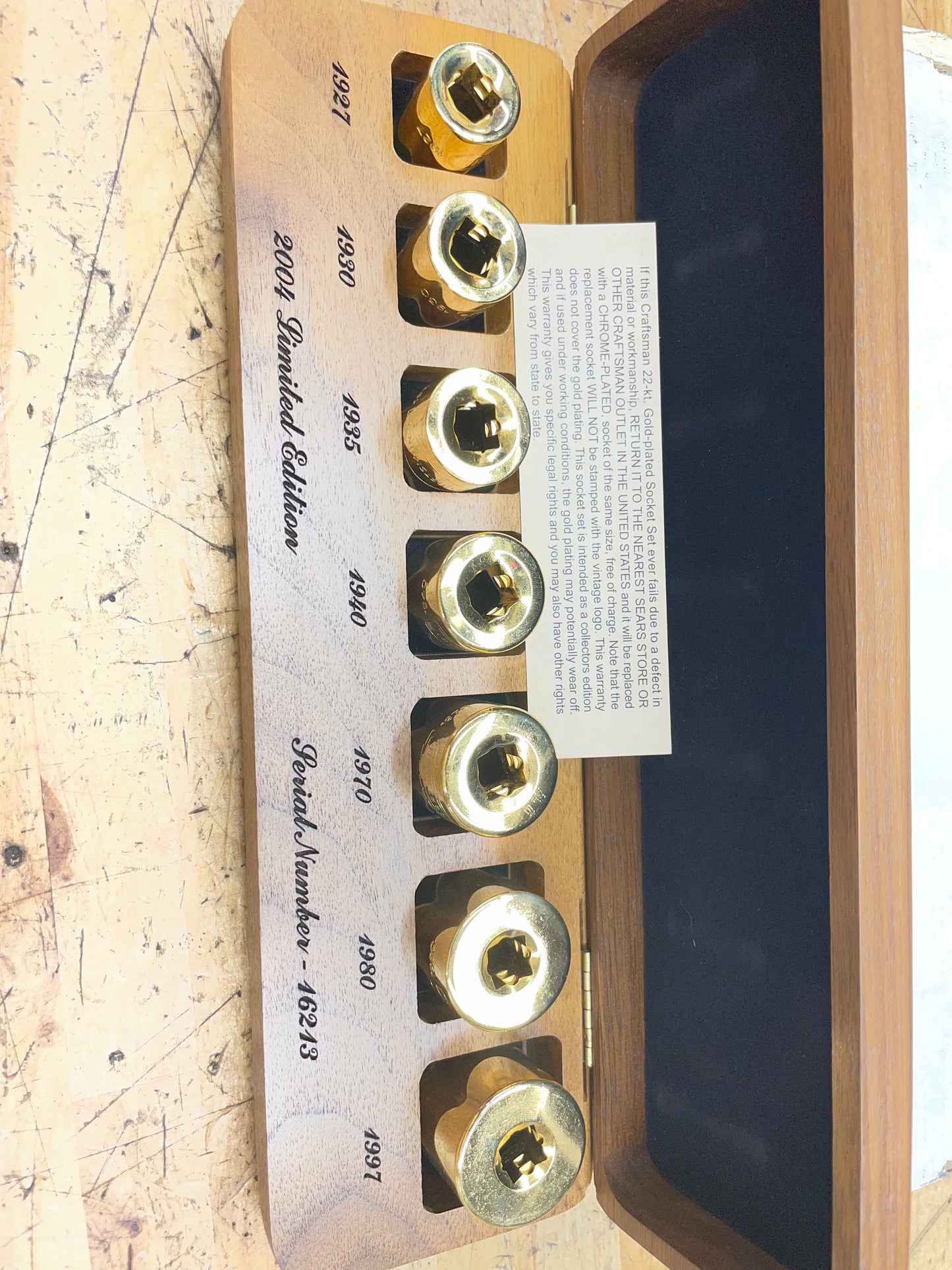 Craftsman Tools 2004 Limited Edition 22k Gold Plated SAE Socket Set USA