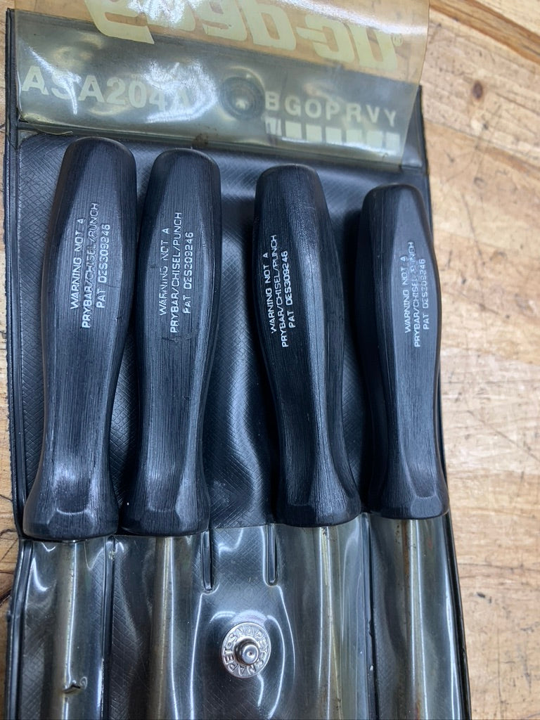 Snap On Vintage Black Hard Handle Mini Pick Pouch Set 4pc ASA204A