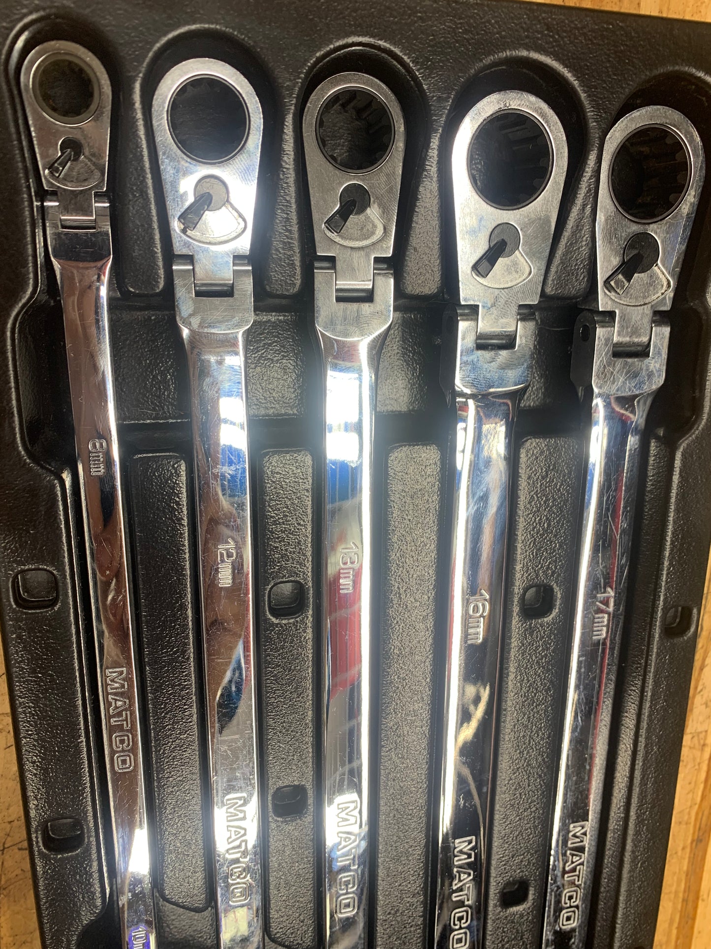 Matco Metric Long Ratcheting Flex Head Wrench Set 5pc SRFBXLM52TA