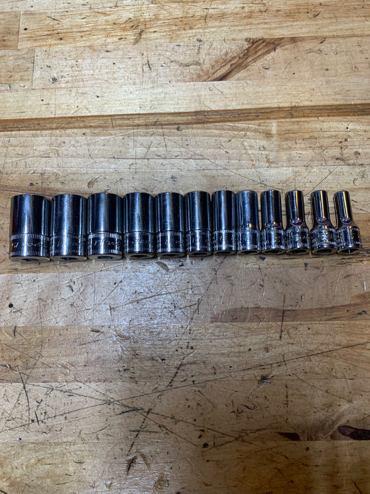 Snap On 1/4" Metric Semi Deep Chrome Socket Set 12pc USA 112TMMSY