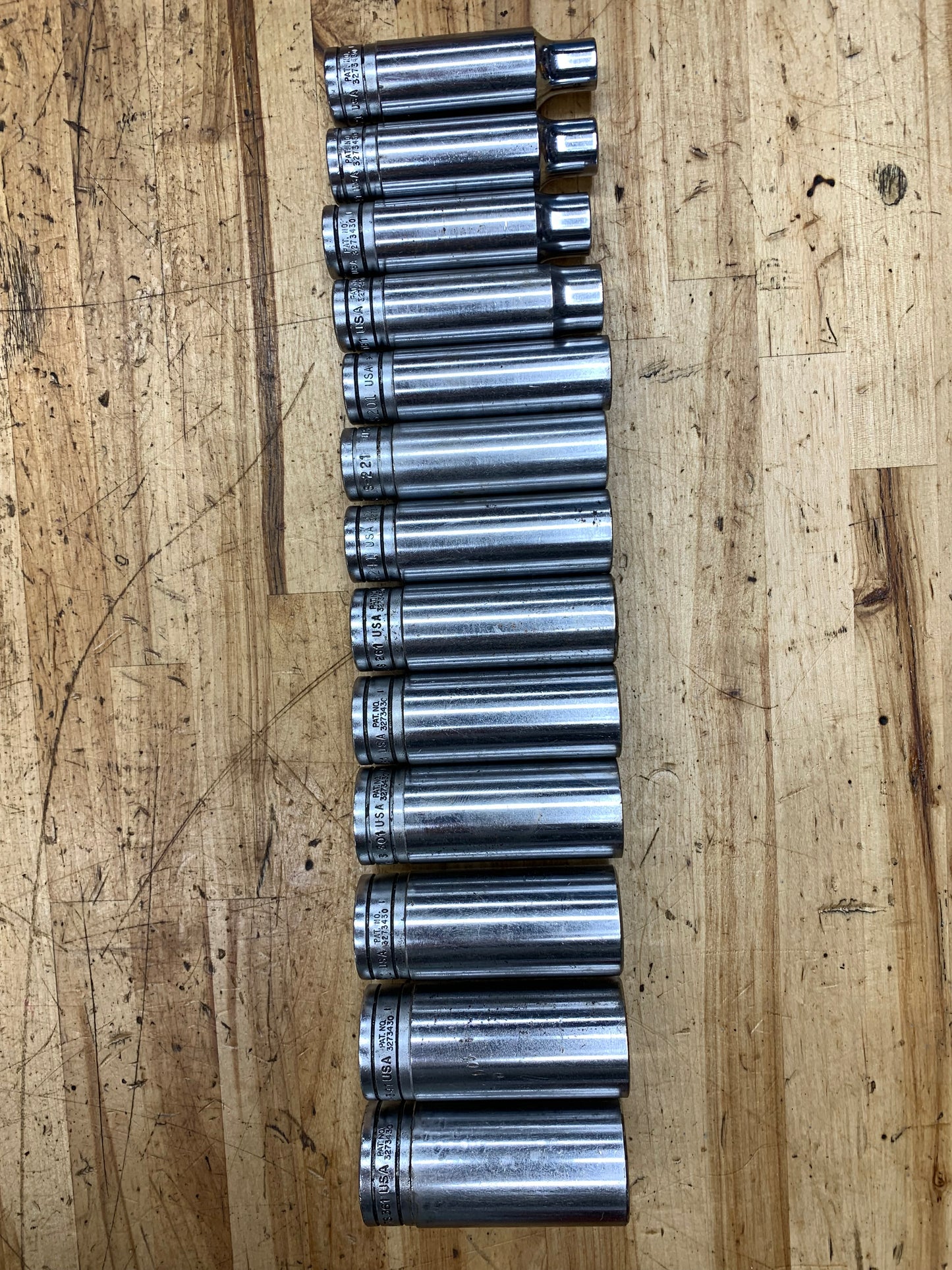 Snap On 1/2” SAE Deep Socket Set 13pc USA 313TSY