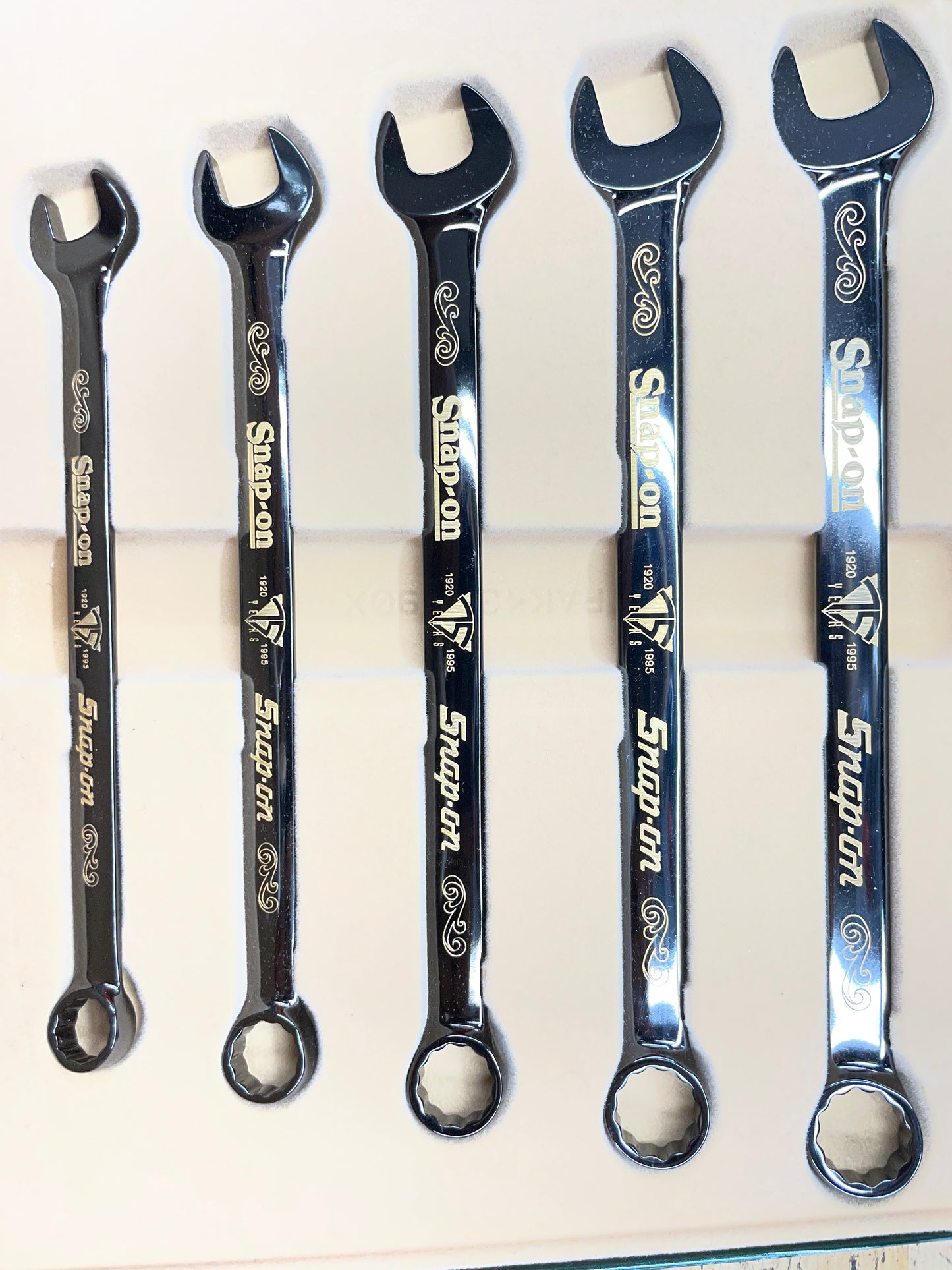 Snap On 75th Anniversary Edition 1995 24K Gold Engraved SAE Wrench Set 5pc USA KRA285