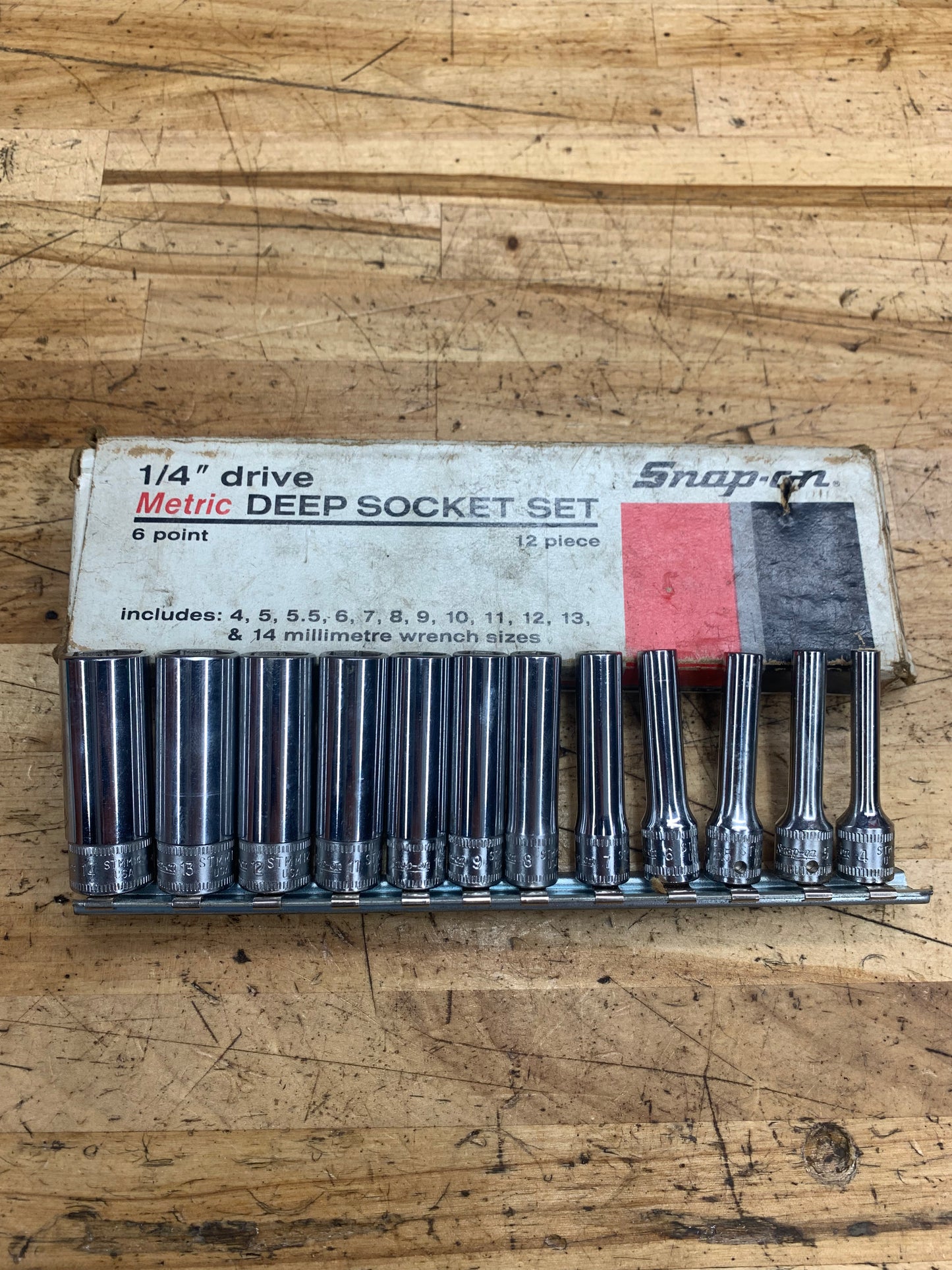 Snap On 1/4" Metric Vintage Deep Socket Set 12pc USA EXCELLENT CONDITION 112STMMY