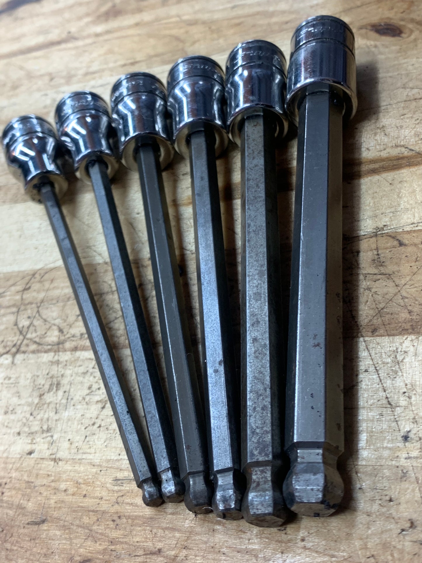 Snap On SAE Long Hex Ball End 3/8” Socket Set 6pc. USA 206EFABL