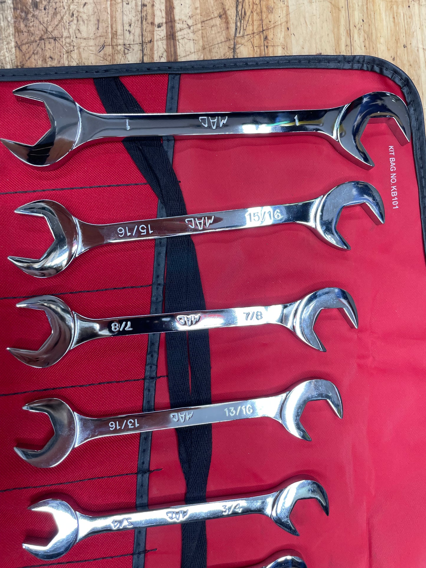 Mac Tools SAE Four Way Angle Open Wrench Set 11pc. 3/8”-1” LIKE NEW USA SDA11K