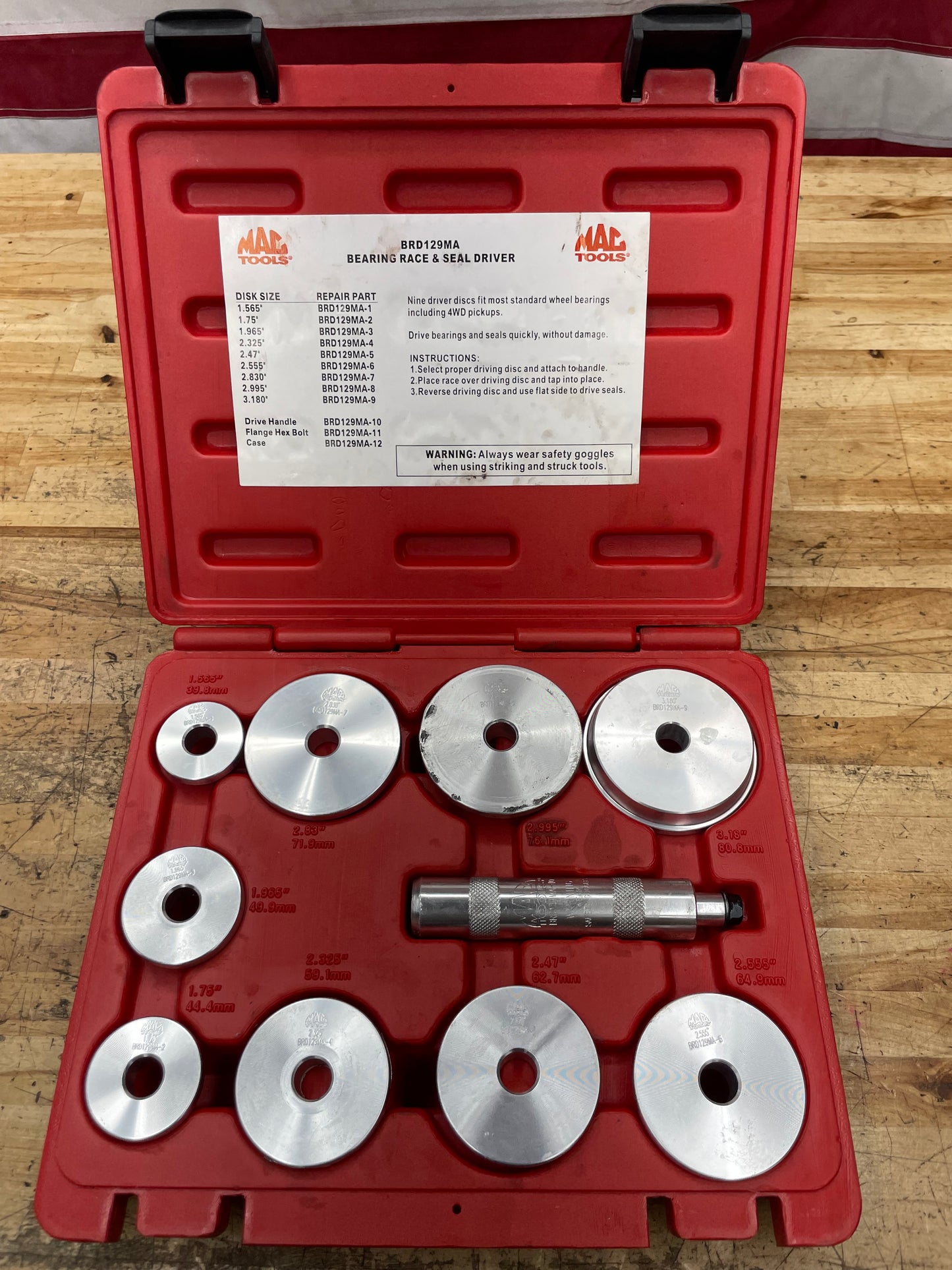 Mac Bearing Race and Seal Driver Set BRD129MA