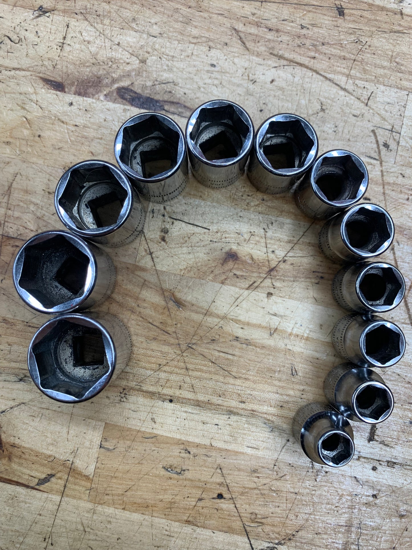 Snap On 3/8” Metric 12pc Shallow Socket Set 8-19mm USA 212FSMY