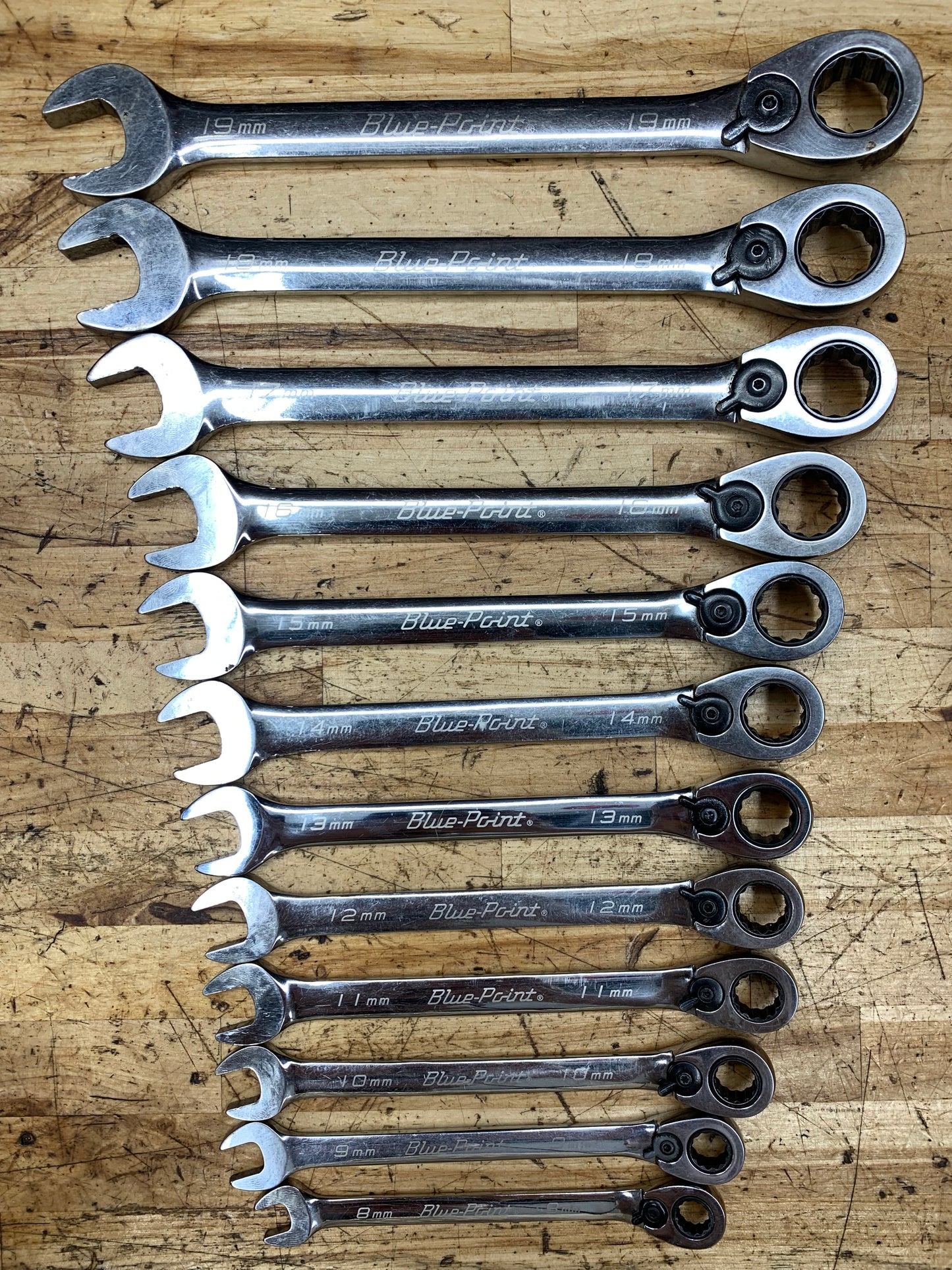 Blue Point Metric Ratcheting Combo Wrench Set 8-19mm 12pc BOERM712