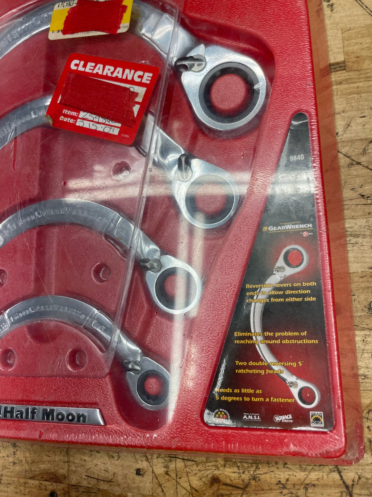 Gearwrench SAE Half Moon Obstruction Wrench Set NIB 9840