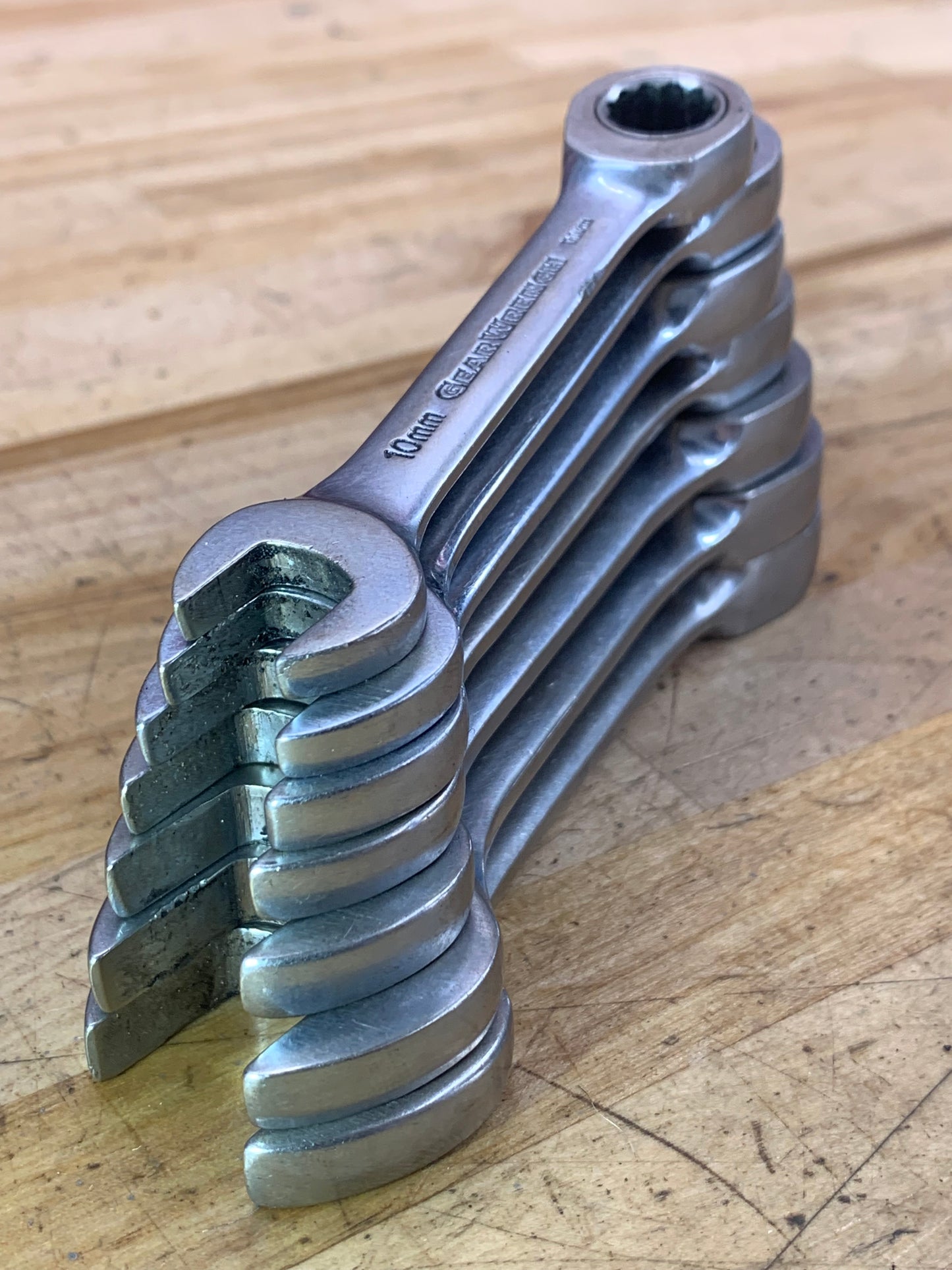 Gearwrench Metric Stubby Ratcheting Combo Wrench Set 7pc