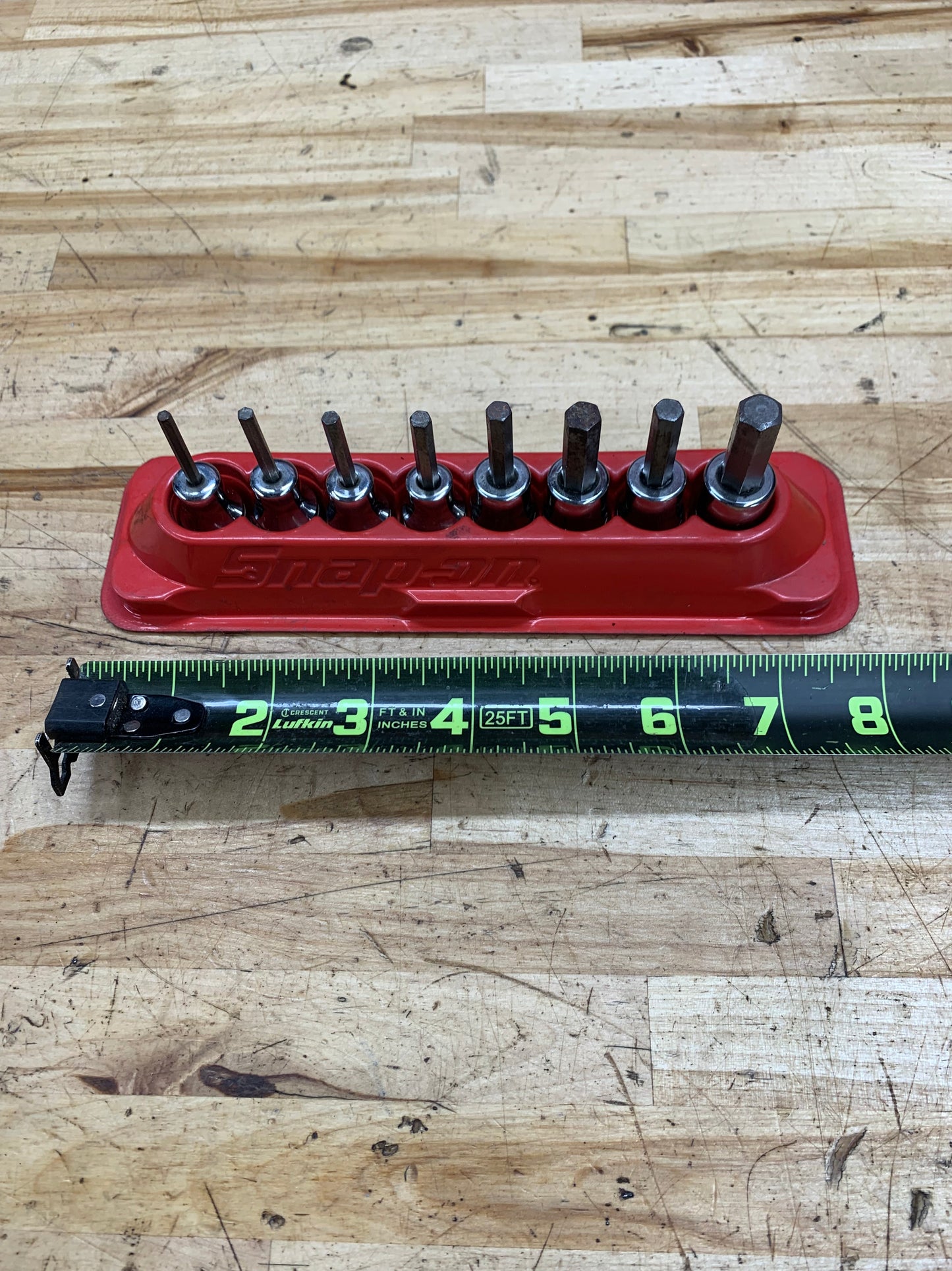 Snap On SAE Hex 3/8” Drive Socket Set w/ Mag. Tray 8pc. USA 208EFAY