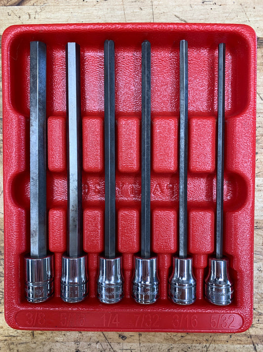 Snap On 3/8" SAE Long Hex Socket Set 6pc USA 206EFAL