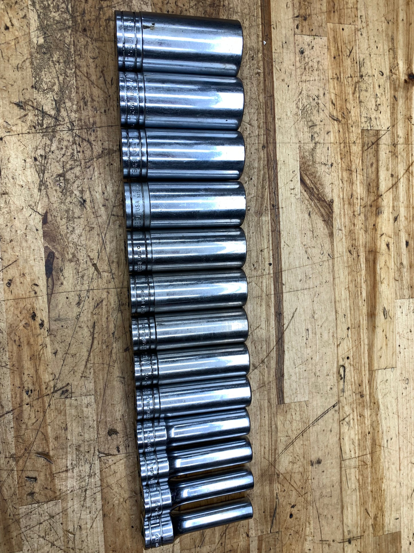 Snap On 1/2" SAE Deep Socket Set 13pc USA 313TSYA