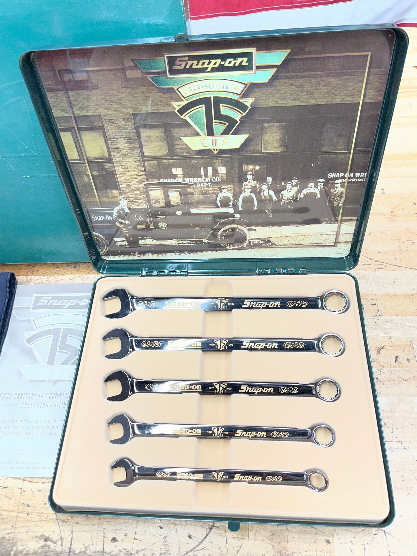 Snap On 75th Anniversary Edition 1995 24K Gold Engraved SAE Wrench Set 5pc USA KRA285