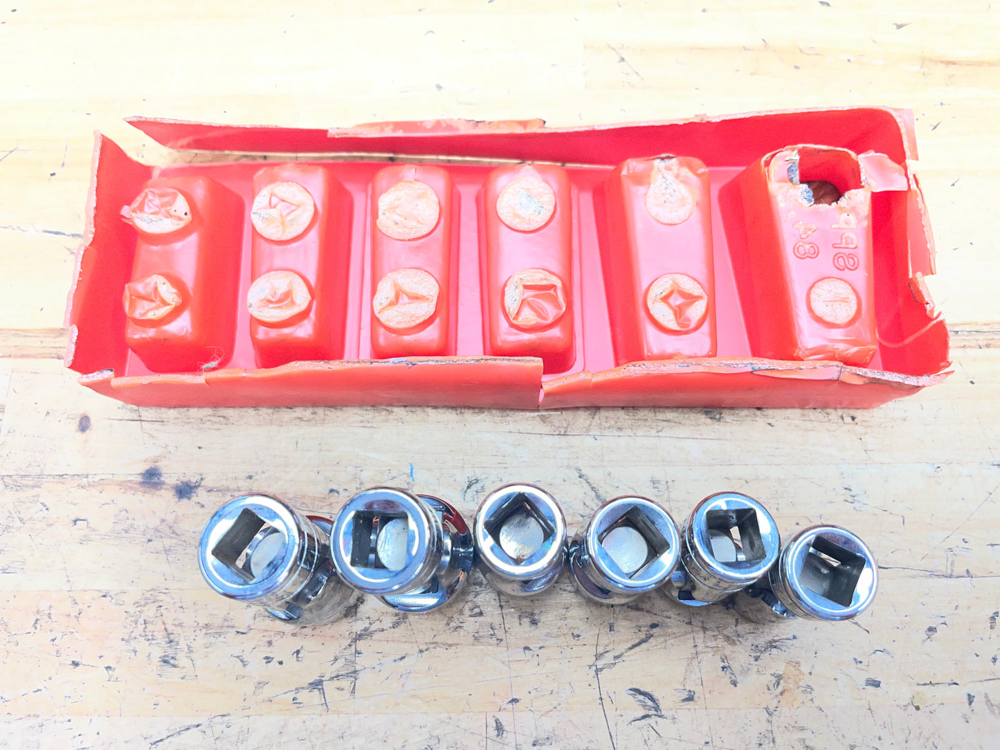 Snap On 3/8” SAE Universal Swivel Chrome Socket Set 6pc USA 206AFSA