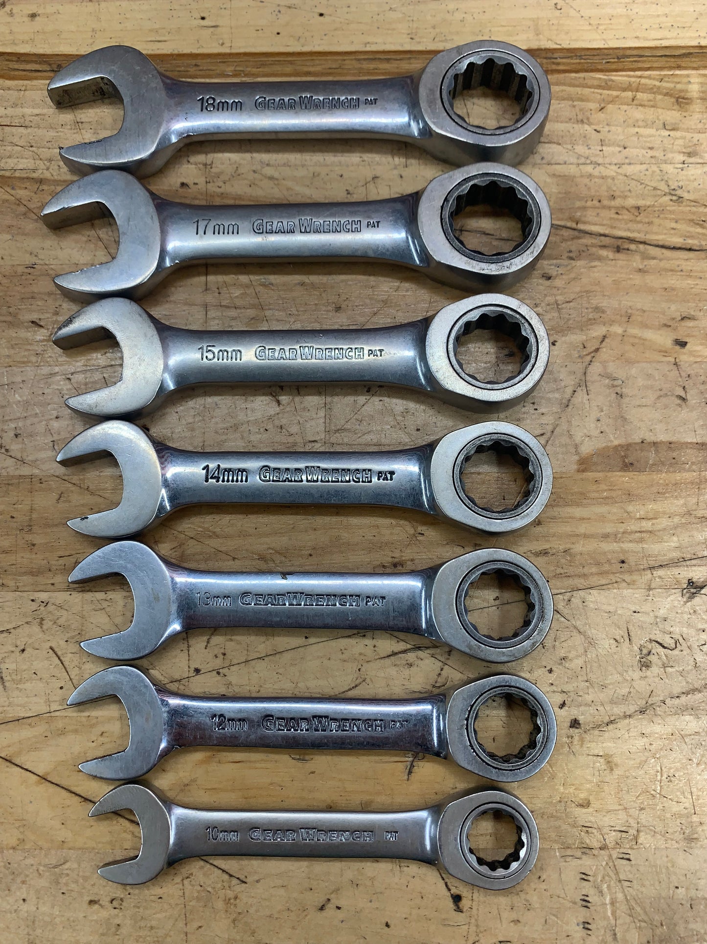 Gearwrench Metric Stubby Ratcheting Combo Wrench Set 7pc