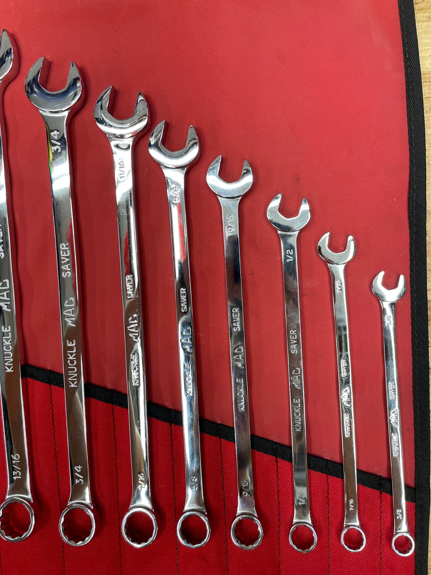 Mac Tools SAE Long Pattern Combo Wrench Set 11pc 3/8”-1” USA LIKE NEW SCL11LKS