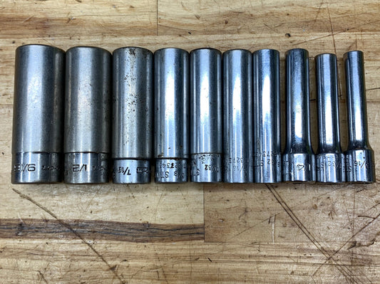 Snap On 1/4” SAE Deep Socket Set 10pc USA 110STMY