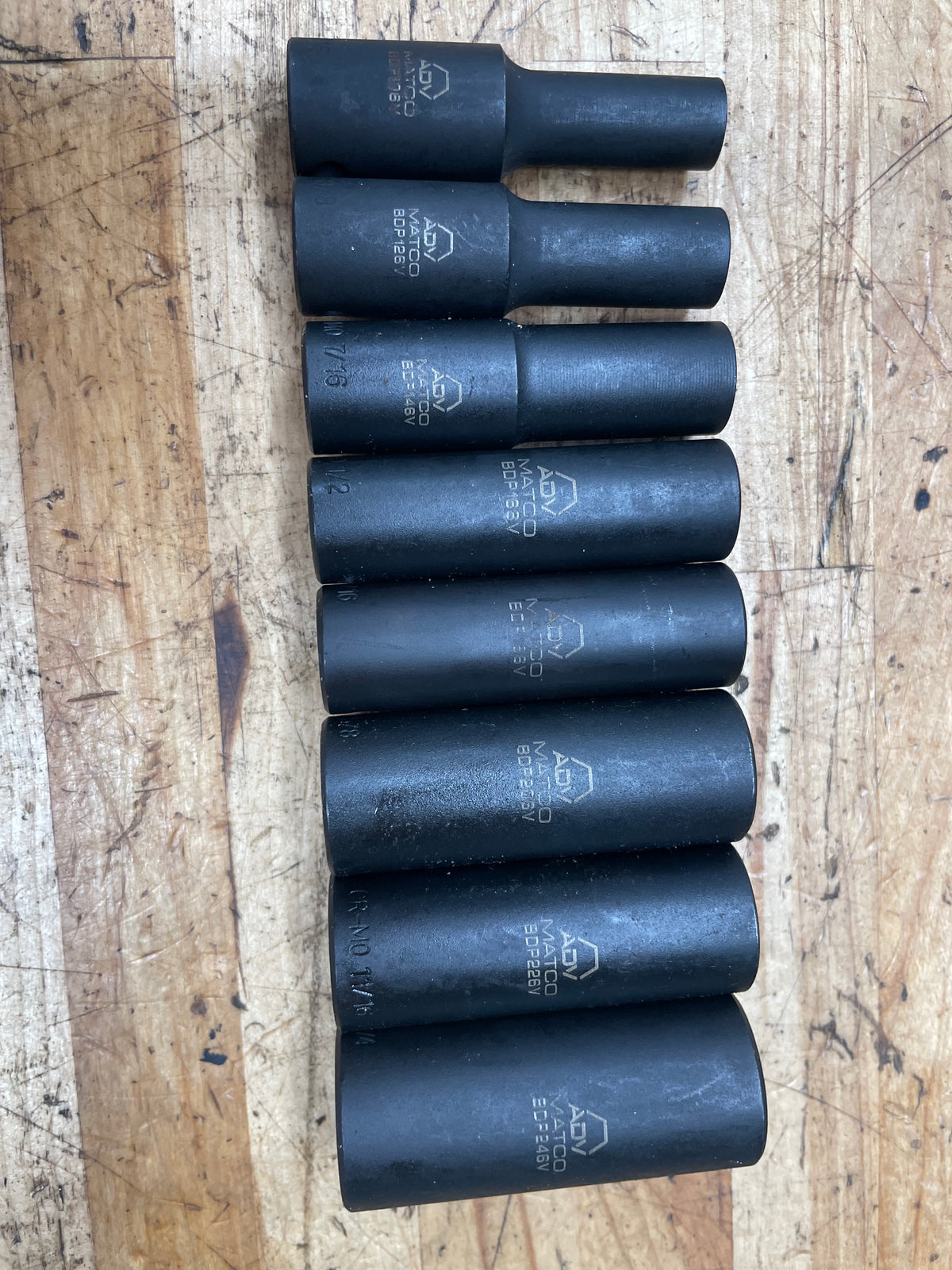 Matco 3/8” SAE Deep Impact Socket Set 5/16”-3/4” 8pc.