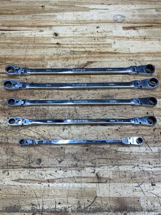 Matco Metric Long Ratcheting Flex Head Wrench Set 5pc SRFBXLM52TA
