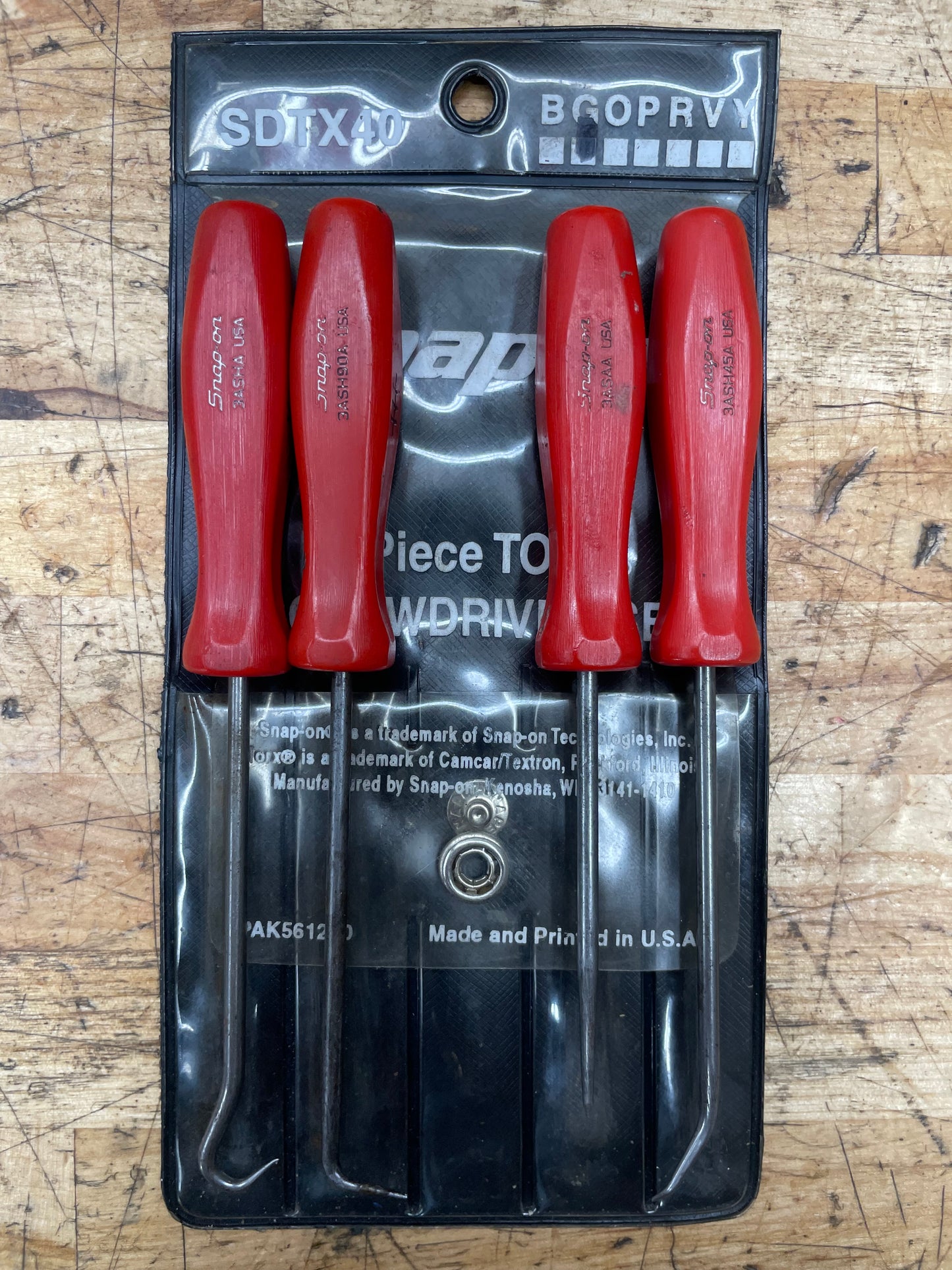 Snap On 4pc Mini Pick Red Hard Handle Pouch Set USA ASA204A