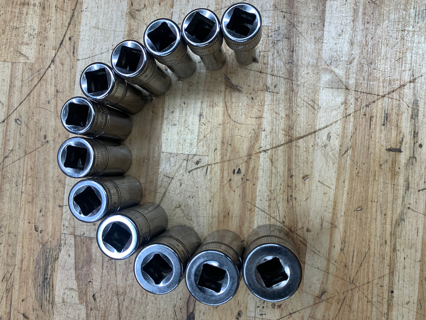Snap On 3/8” Metric 12pc Semi Deep Socket Set 8-19mm USA 212FSMSY