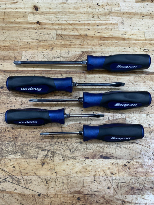 Snap On Power Blue Instinct Screwdriver Set 5pc Phillips/Flathead USA