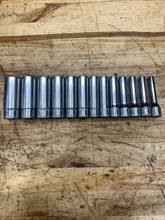 Snap On 1/4" Metric Deep Socket Set 13pc USA 113STMMY
