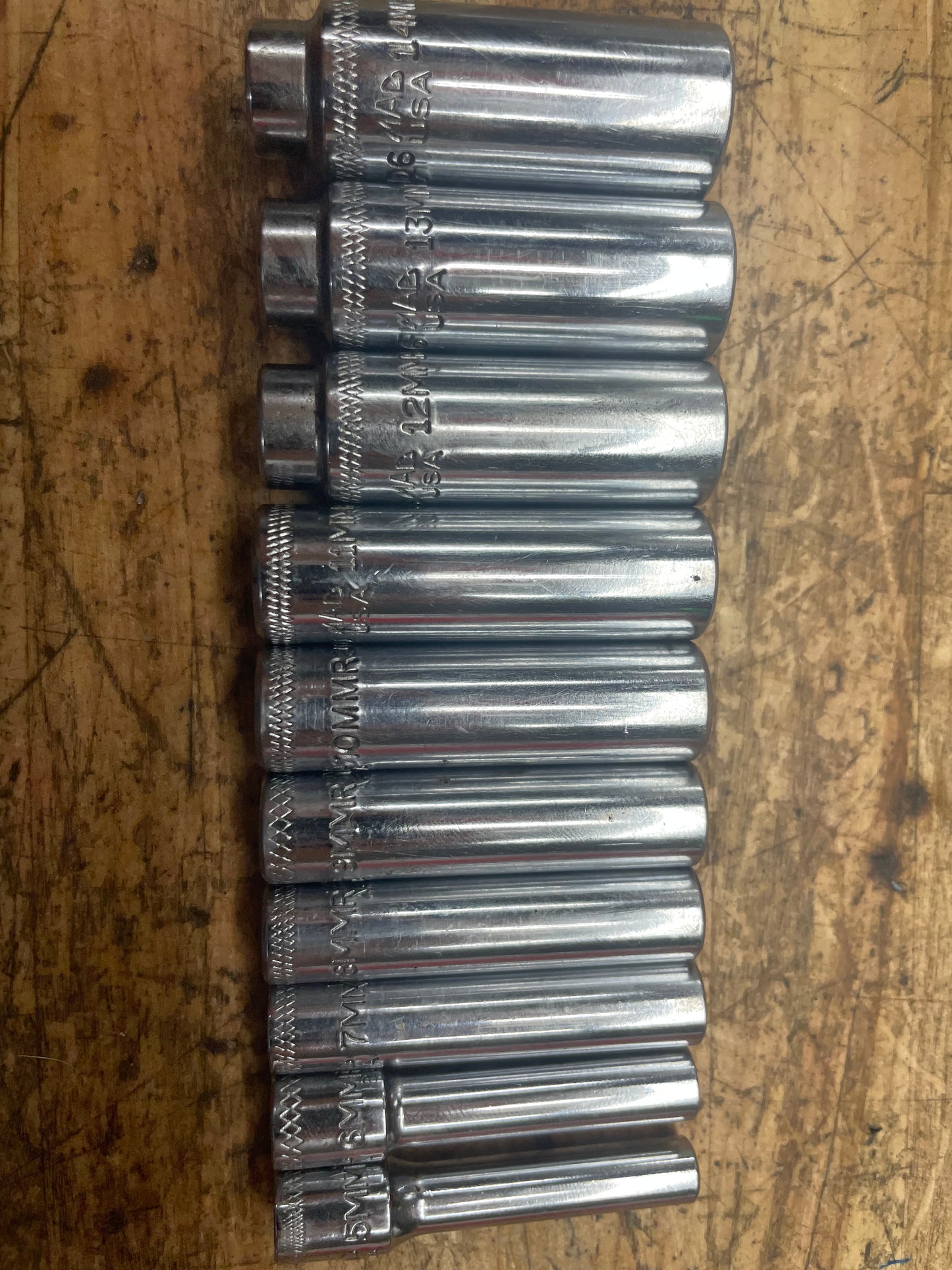 Mac 1/4” Drive Metric Deep Socket Set 5-14mm 10pc USA SMDM102TR