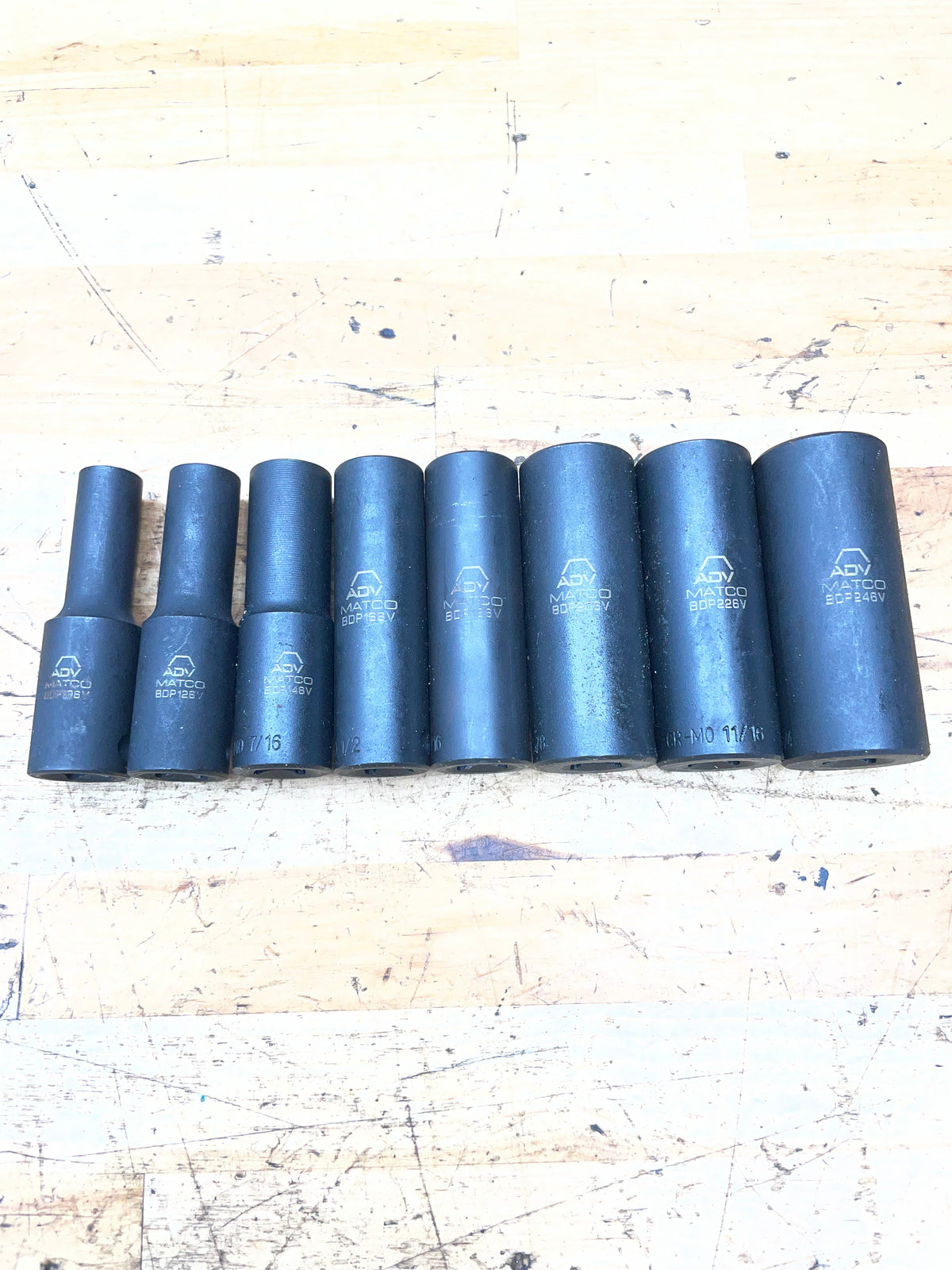 Matco 3/8” SAE Deep Impact Socket Set 5/16”-3/4” 8pc.