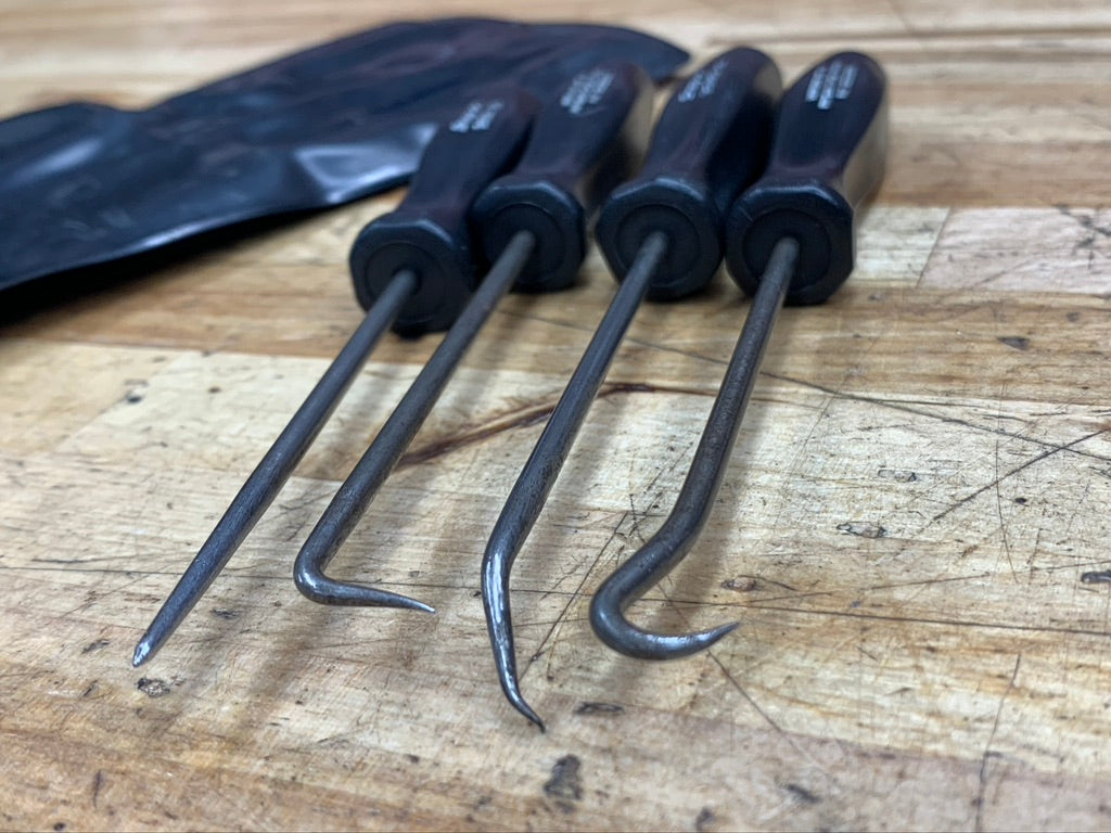 Snap On Vintage Black Hard Handle Mini Pick Pouch Set 4pc ASA204A