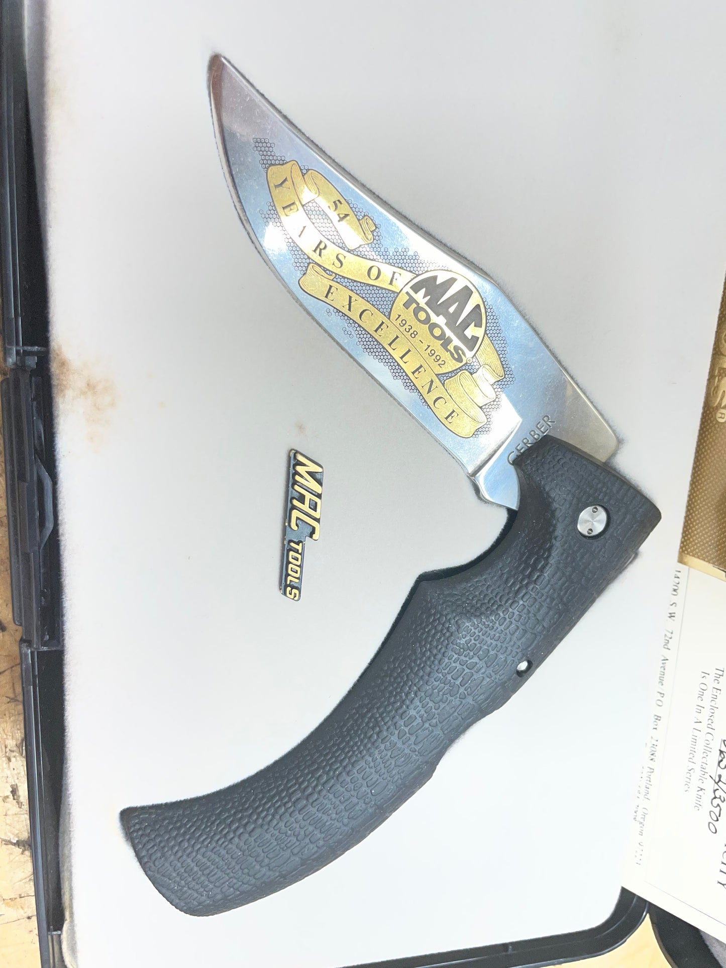 Vintage Gerber Mac Tools 54th Anniversary Commemorative Pocket Knife 1938-1992 Limited Edition #652/3500 w/ Case USA