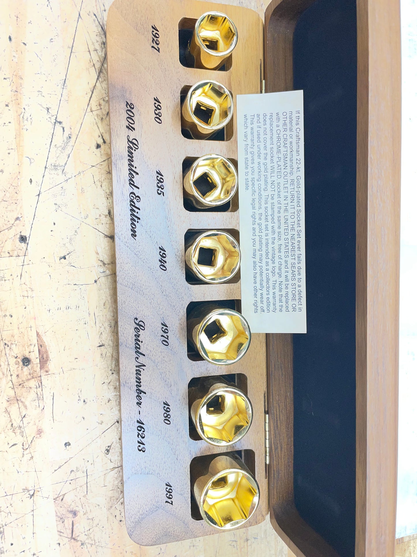 Craftsman Tools 2004 Limited Edition 22k Gold Plated SAE Socket Set USA