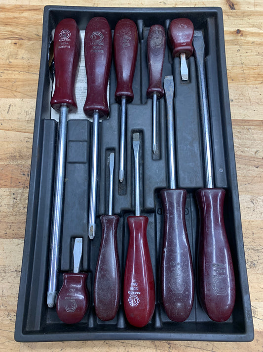 Matco 10pc Screwdriver Tray Set Vintage SDM10