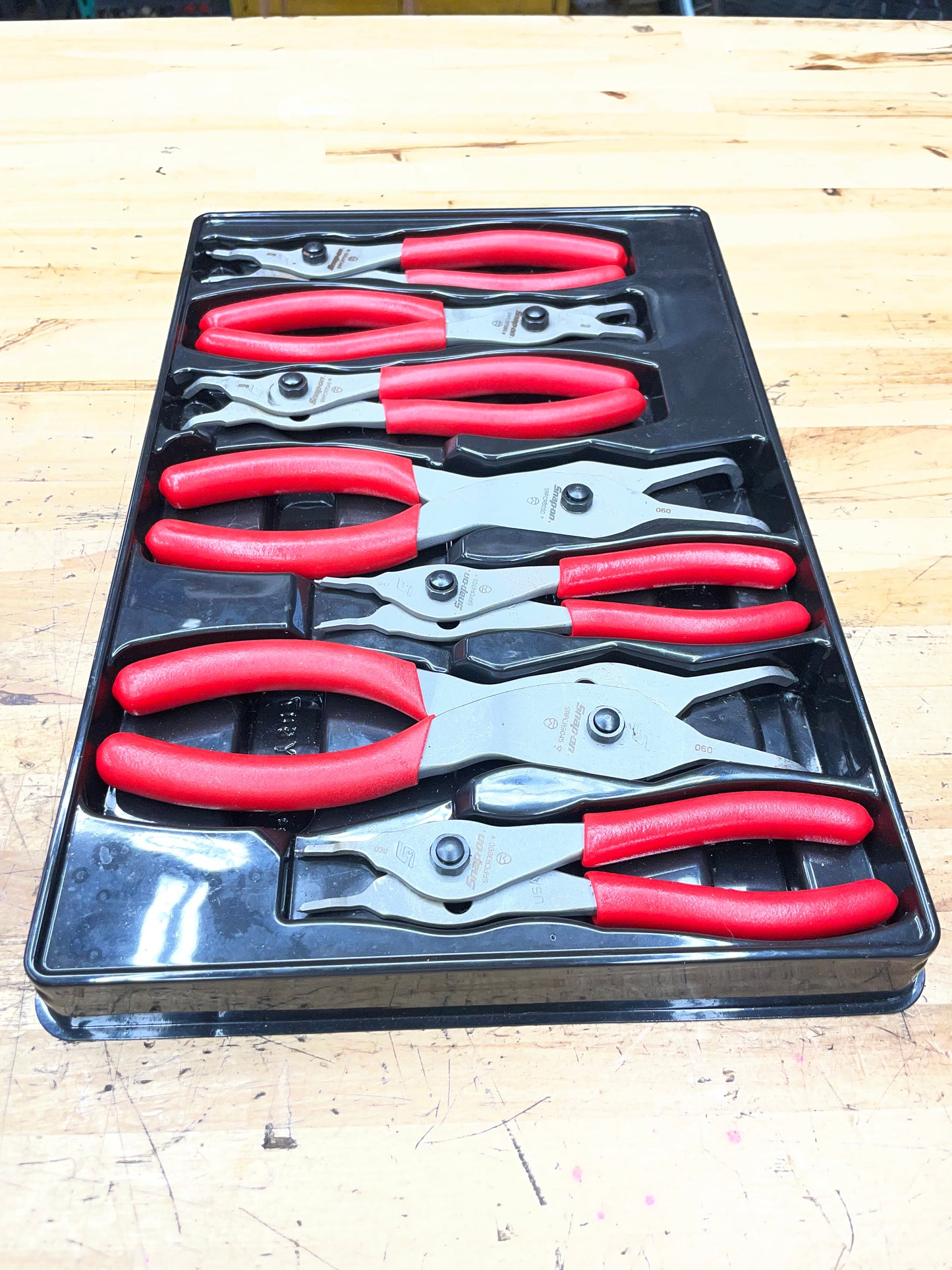 Snap On Snap Ring Pliers Tray 7pc New Detent Pin Hinge USA SRPCR107
