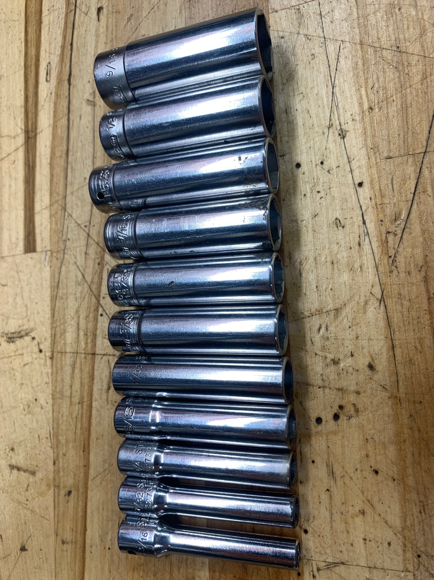 Snap On 1/4” SAE deep socket set 11pc.