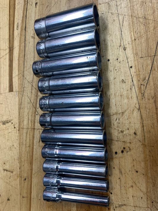Snap On 1/4” SAE deep socket set 11pc.