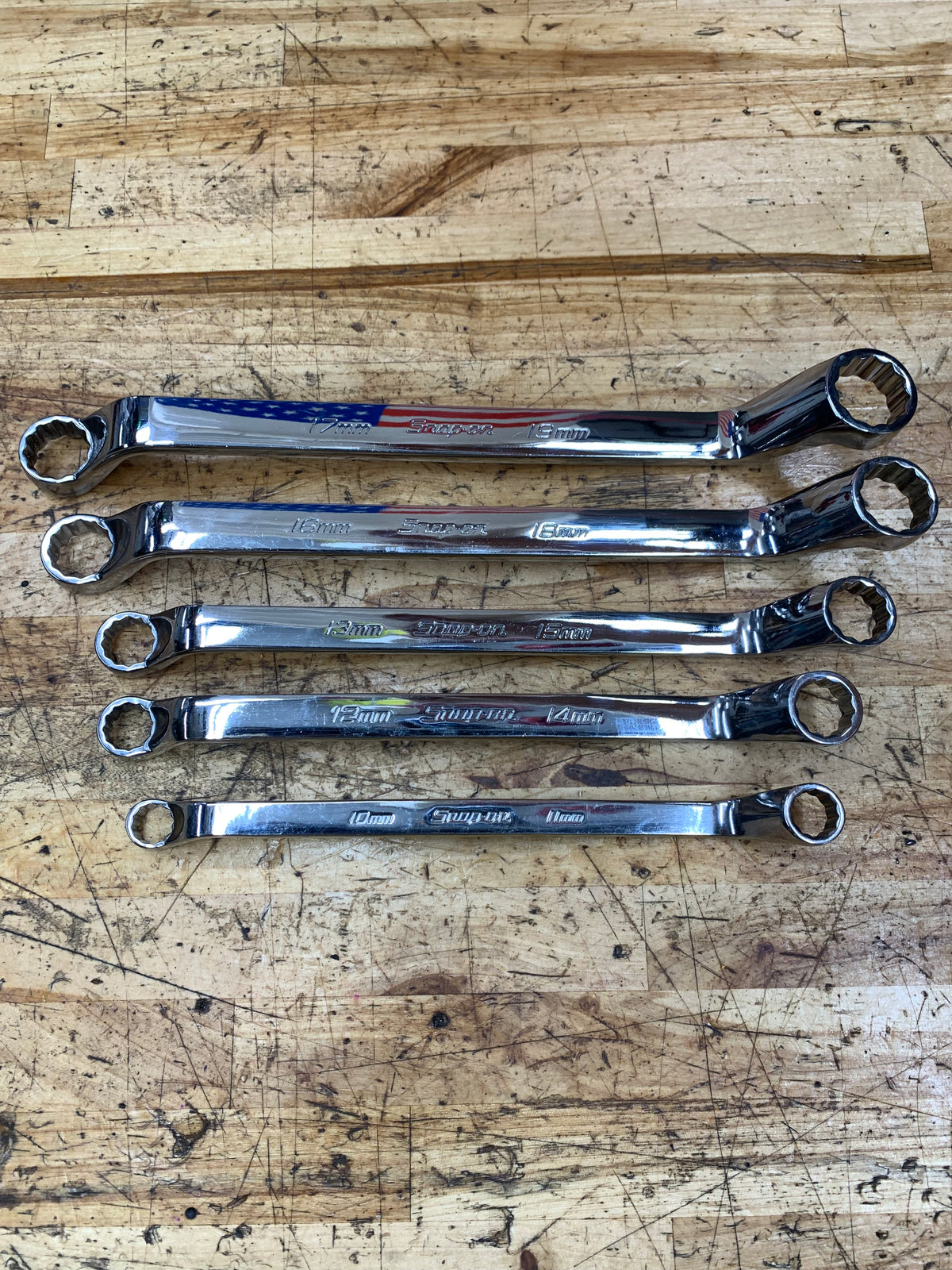 Snap On Metric 60 Degree Deep Offset Box Wrench Set 5pc 10-19mm USA NICE XOM605
