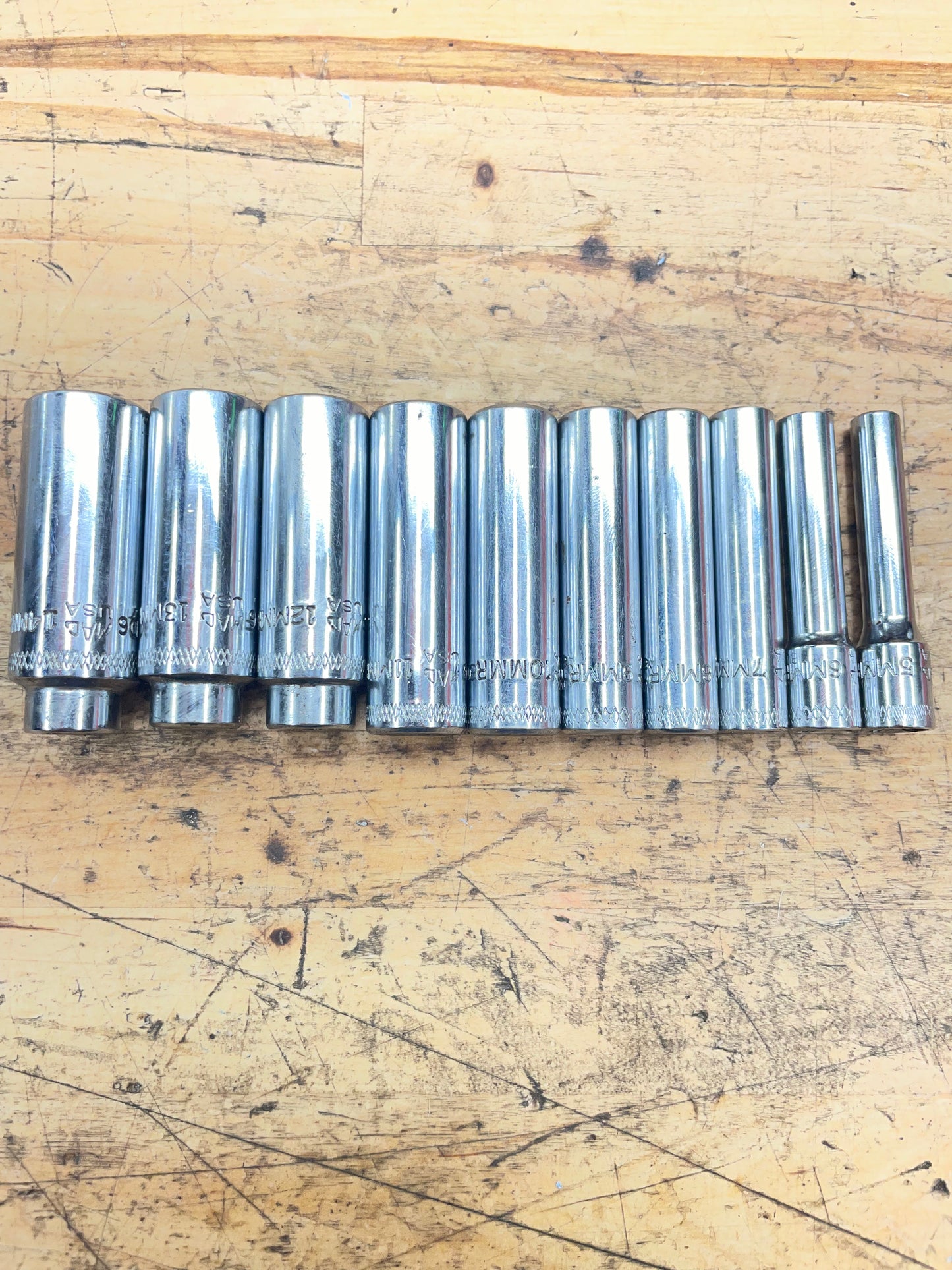 Mac 1/4” Drive Metric Deep Socket Set 5-14mm 10pc USA SMDM102TR
