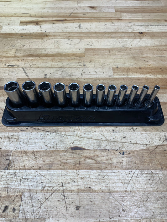 Snap On 1/4” Metric Deep Socket Set 12pc Magnetic Tray USA 112STMMY