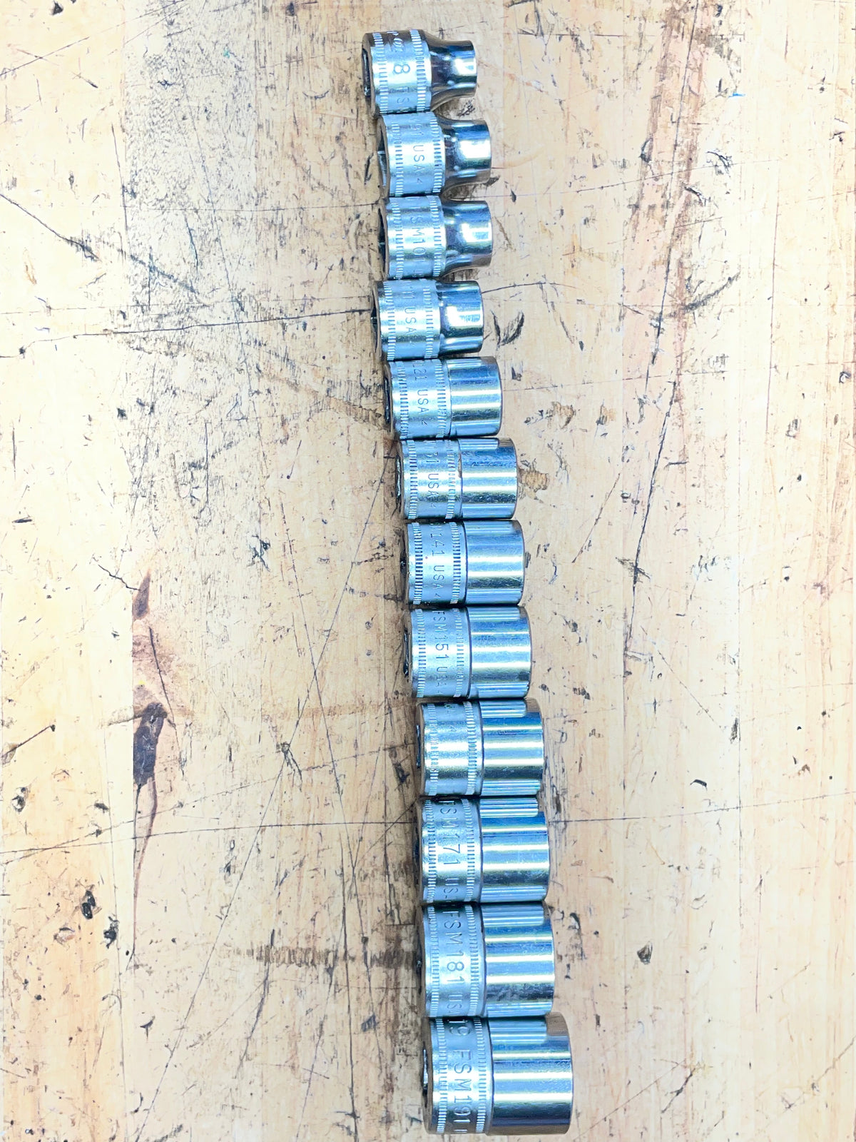 Snap On 3/8” Metric Shallow Socket Set 8-19mm 12pc USA 212FSMY