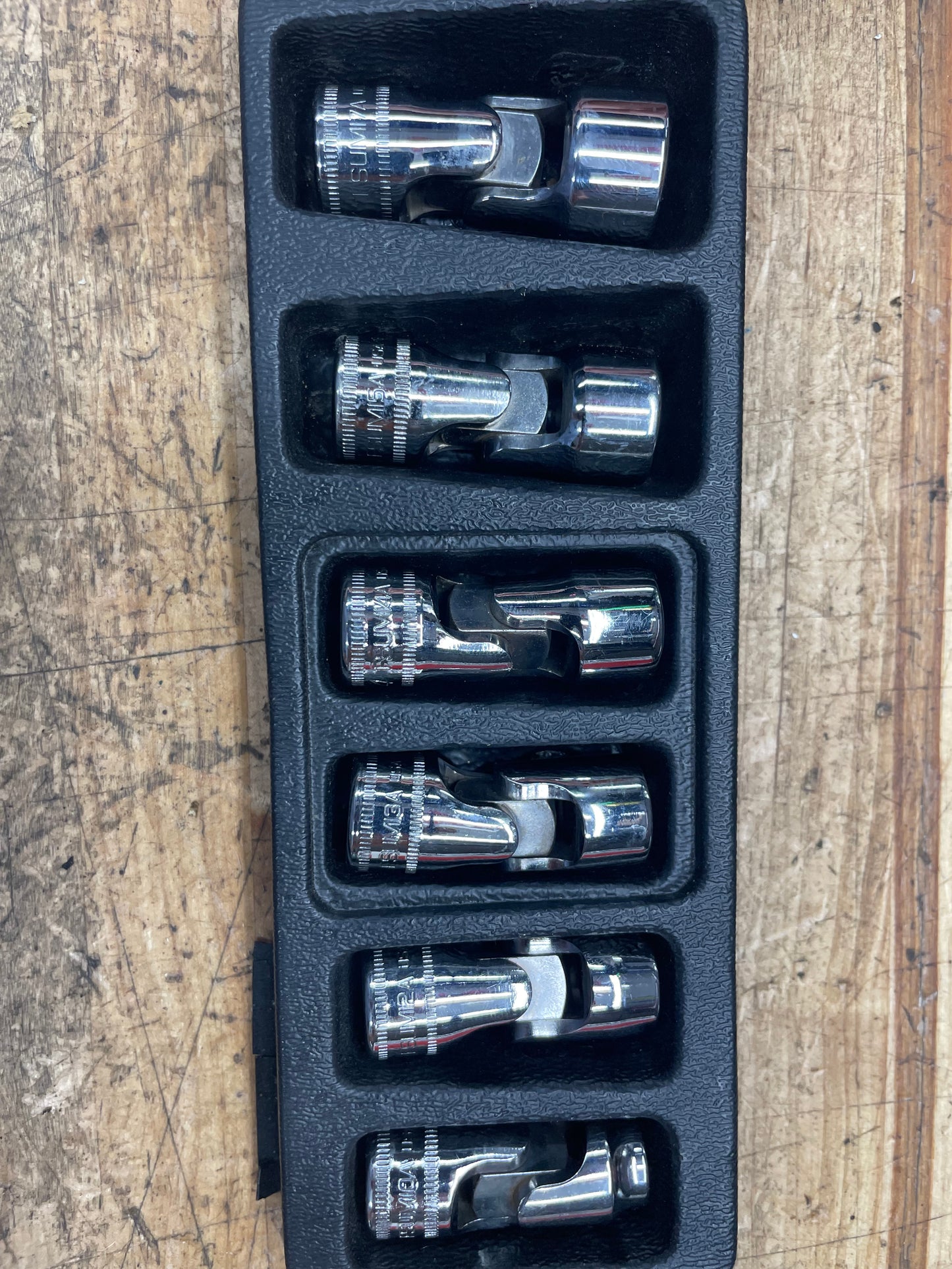 Snap On 3/8” Metric Universal Swivel Chrome Socket Set 6pc USA 206FSUMA