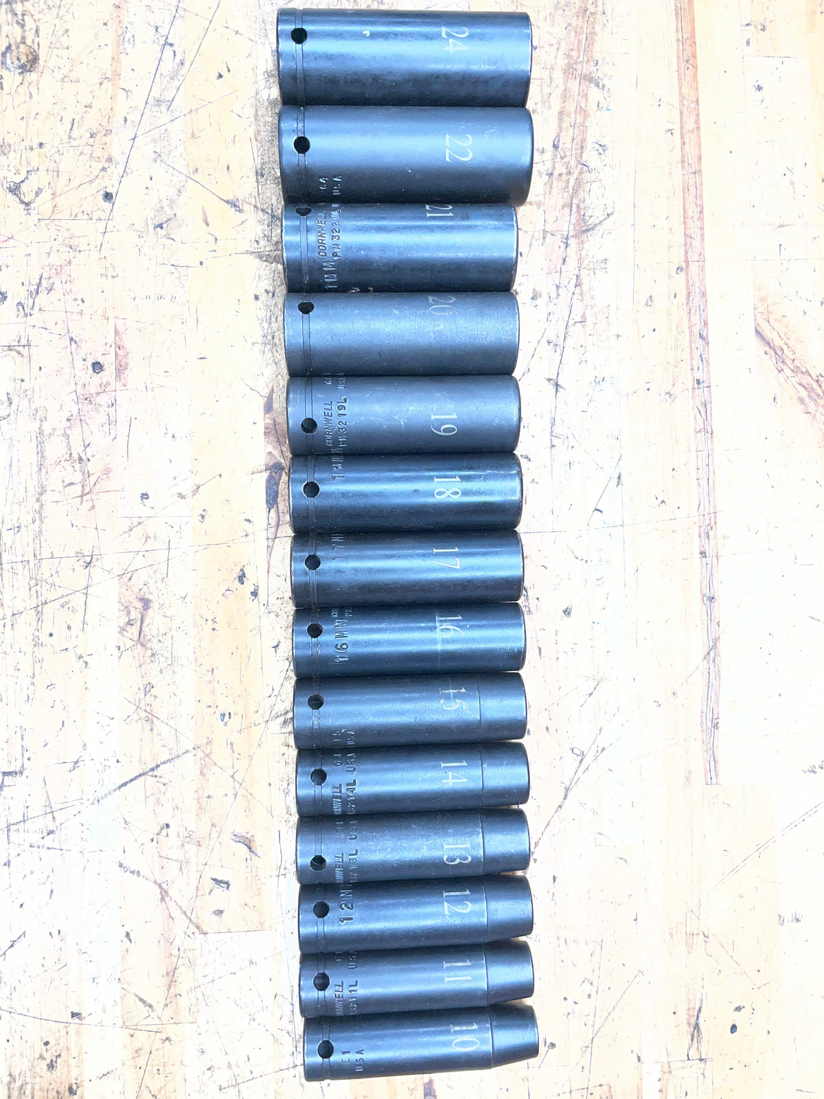 Cornwell 1/2” Metric Deep Impact Socket Set 10-24mm 14pc USA