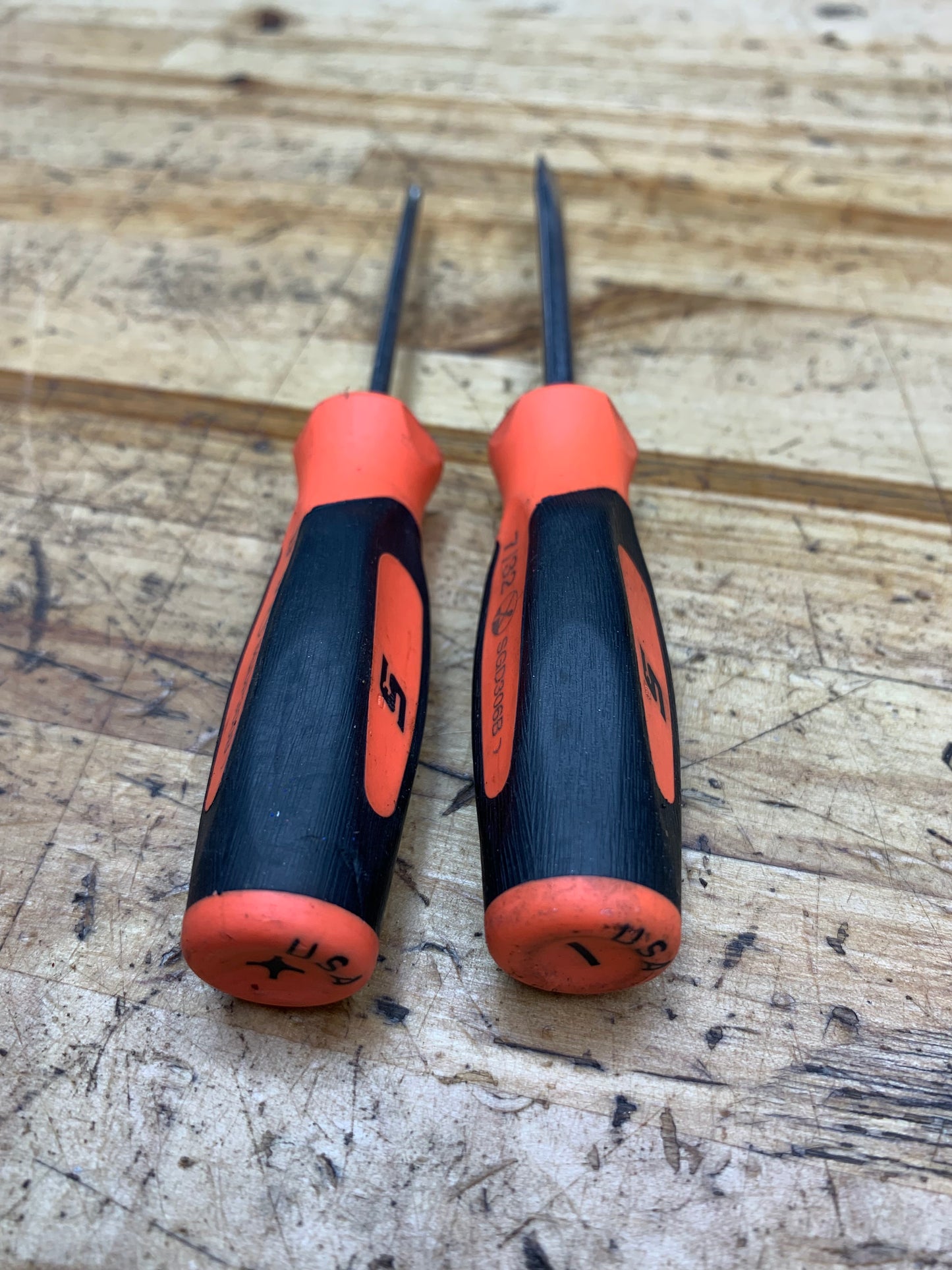 Snap On Mini Instinct Screwdriver Pair No.0 Phillips and 7/32" Flathead USA