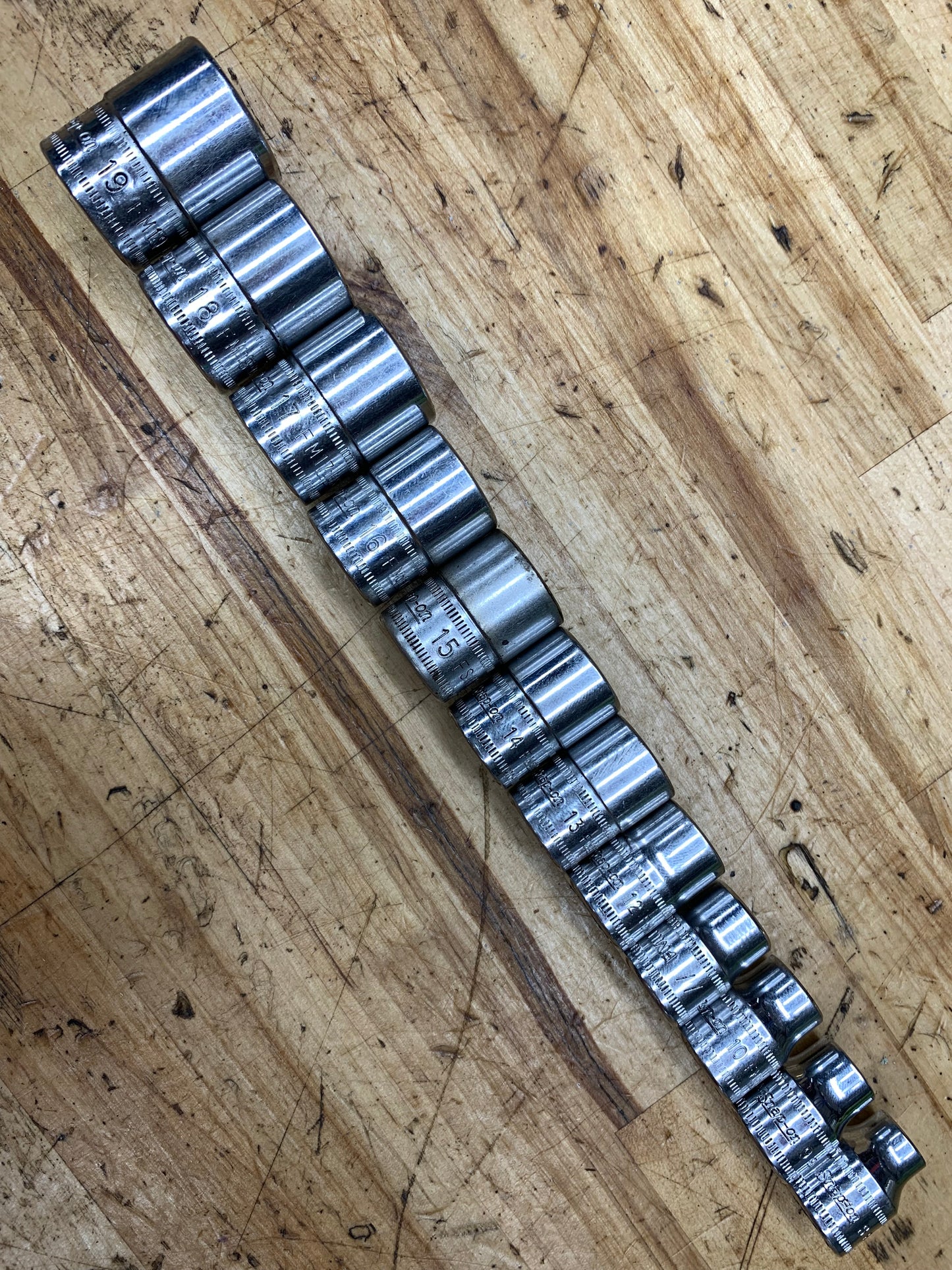 Snap On 3/8” Metric Shallow Socket Set 8-19mm 12pc USA 212FSMY