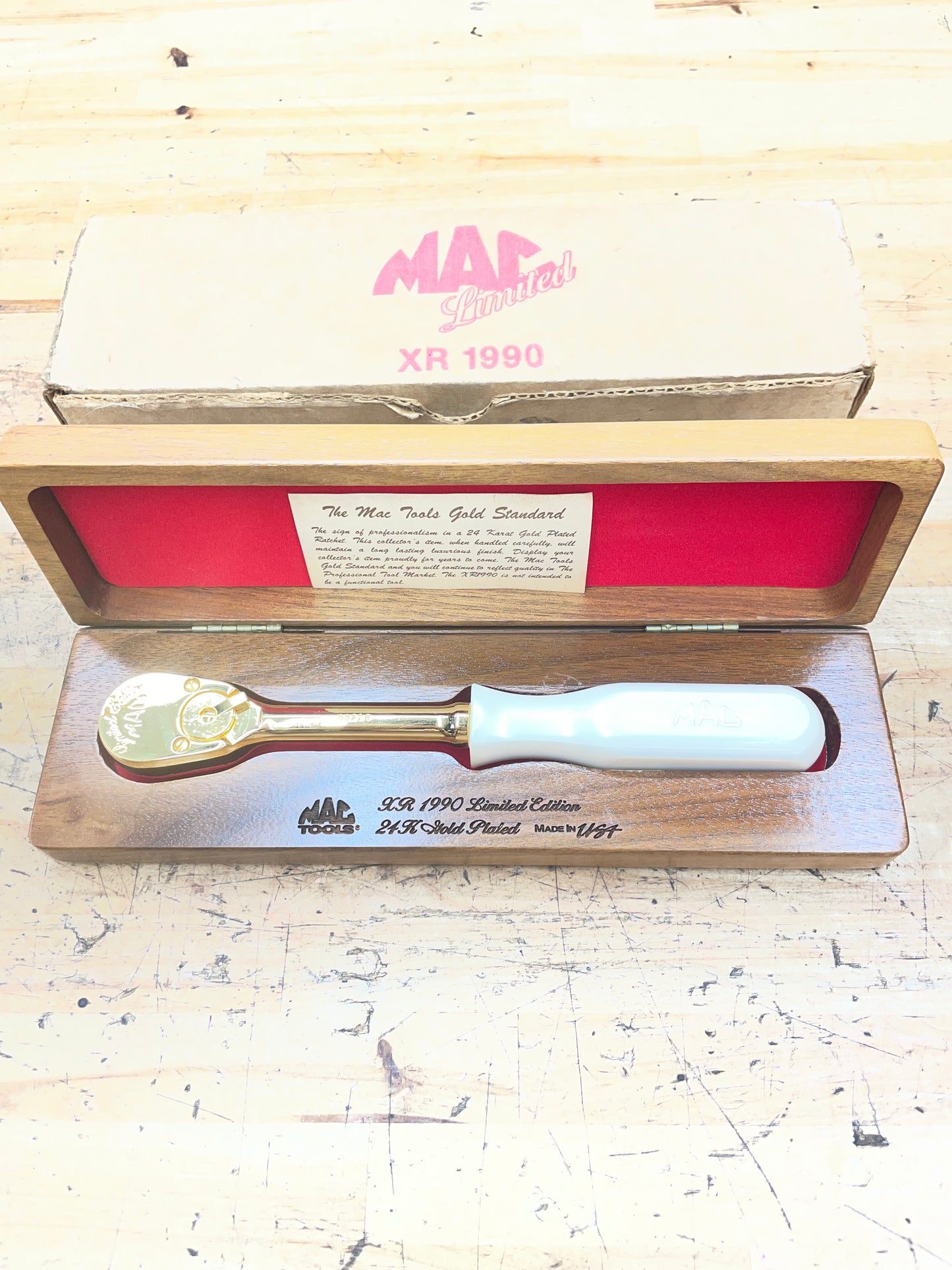 Mac Tools 1990 Limited Edition 24k Gold Plated Pearl Handled Ratchet USA XR1990