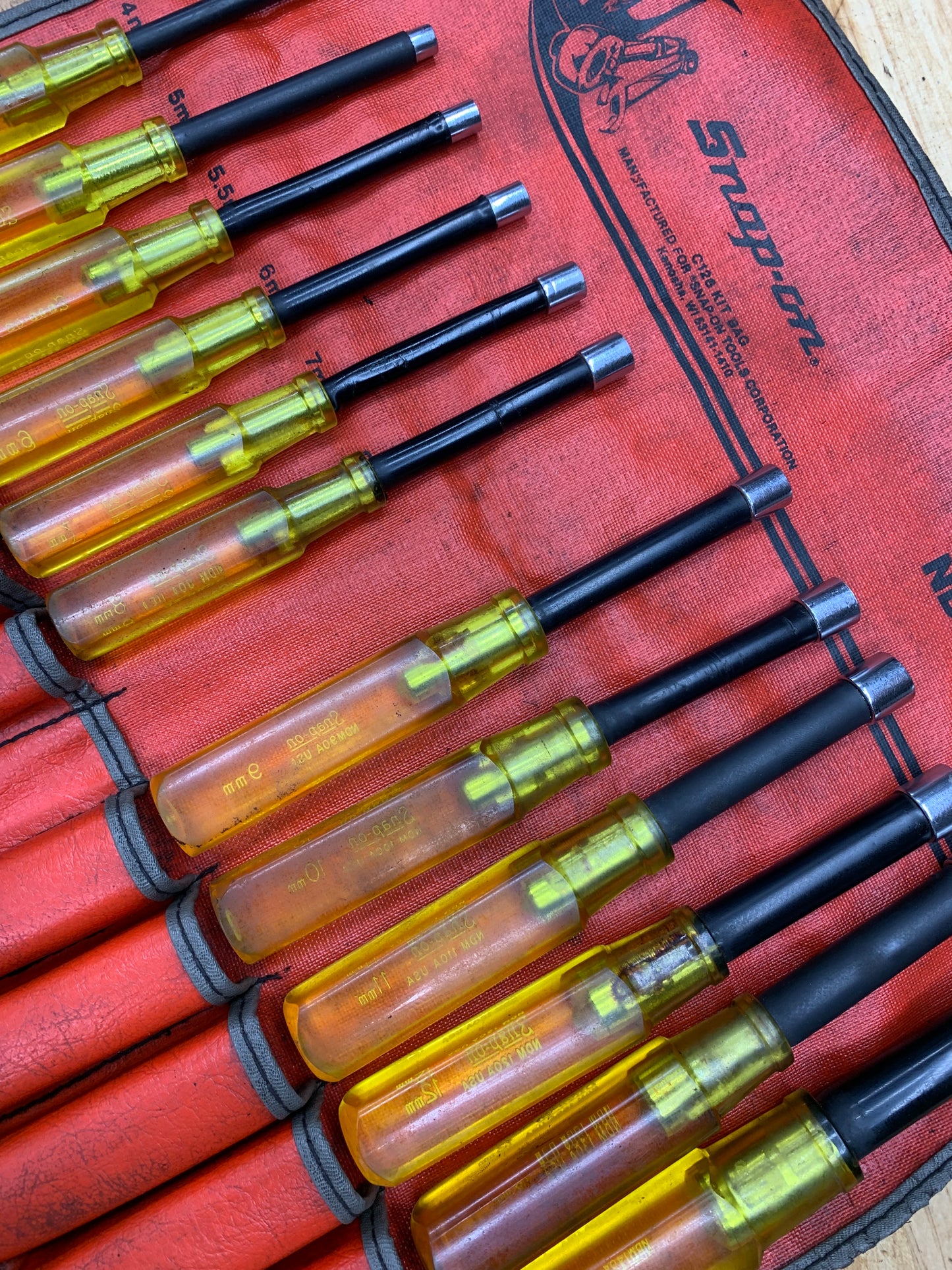 Snap On Vintage Metric Nut Driver Set 12pc USA NDM1200AK